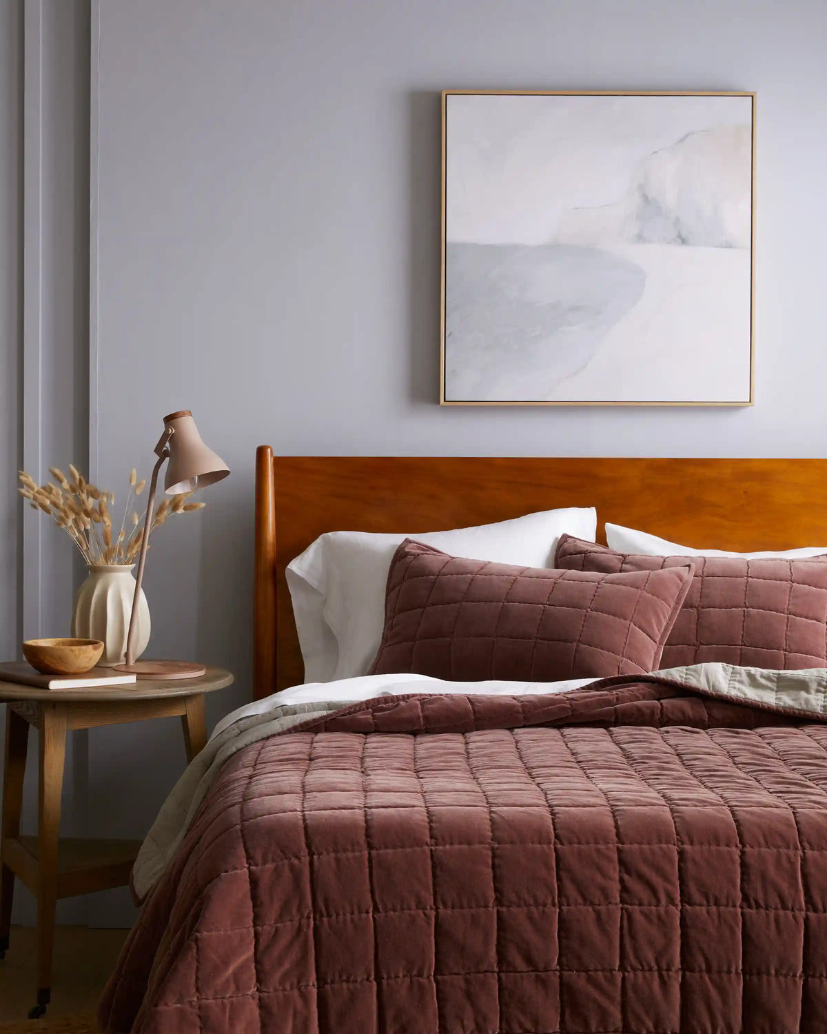 Cotton Velvet Box Quilted Sham Set