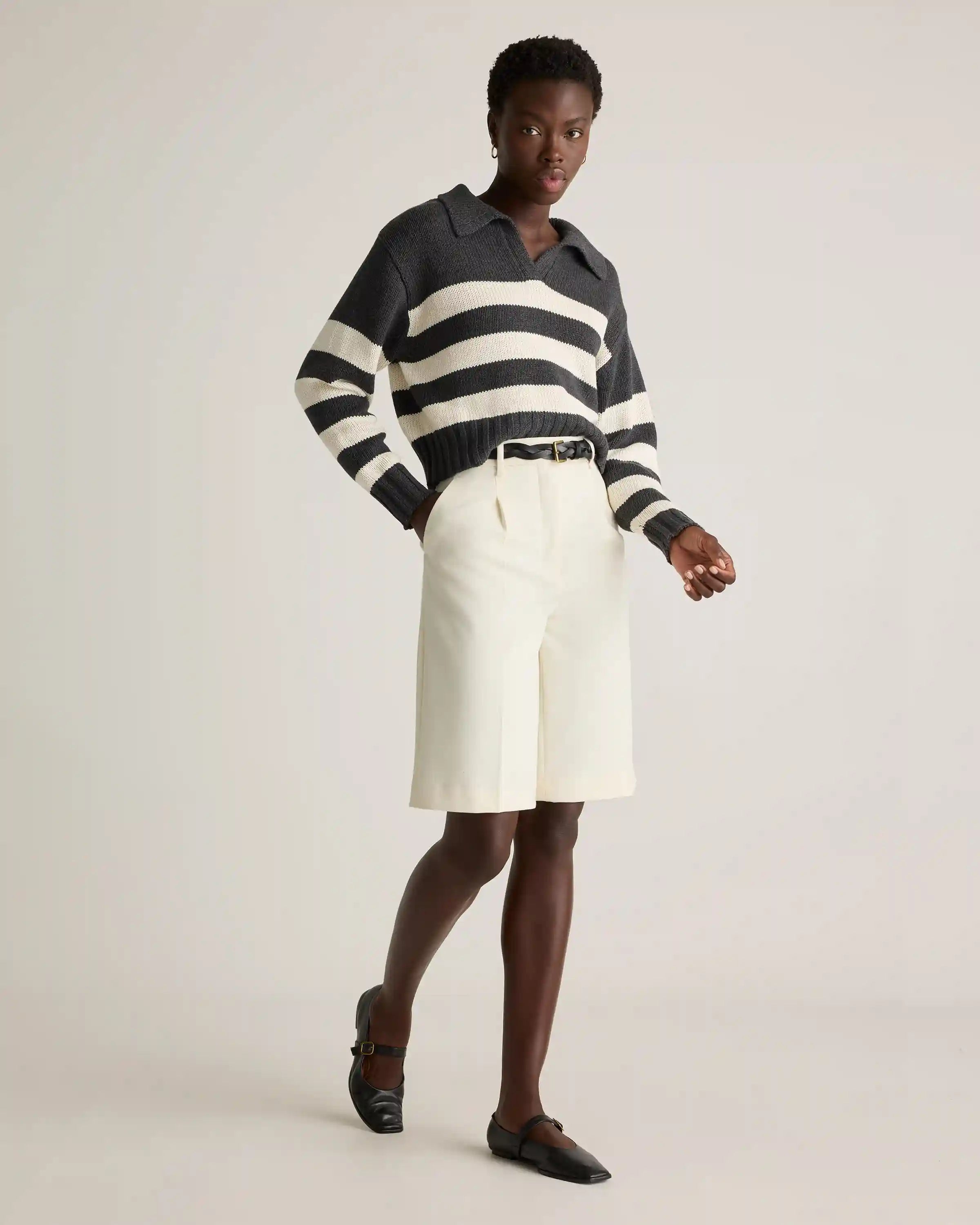 100% Organic Cropped Cotton Polo Sweater
