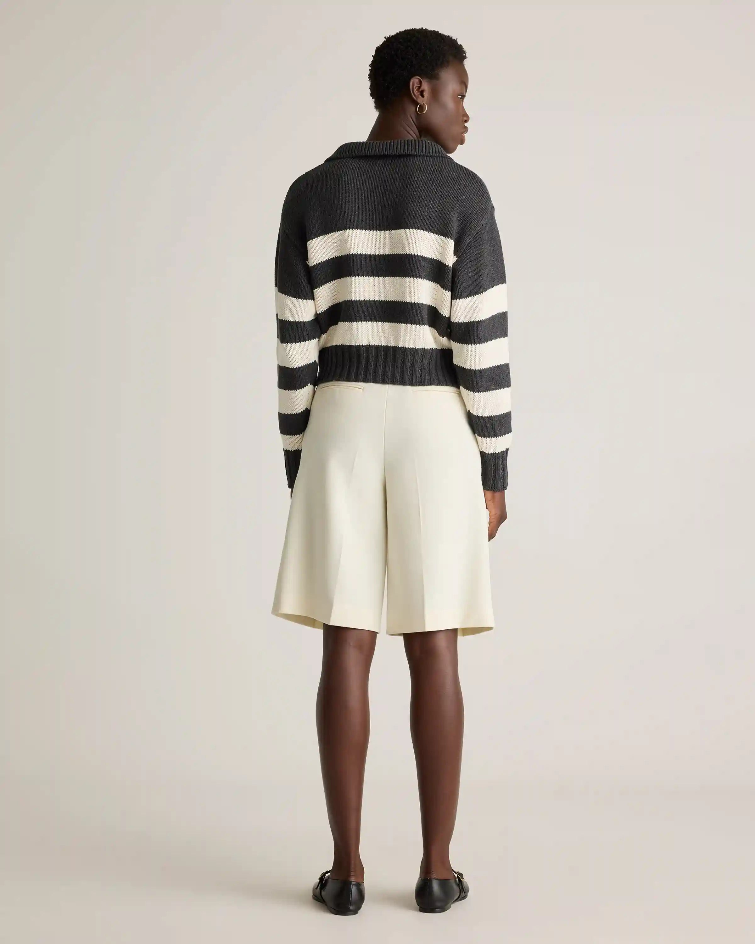 100% Organic Cropped Cotton Polo Sweater