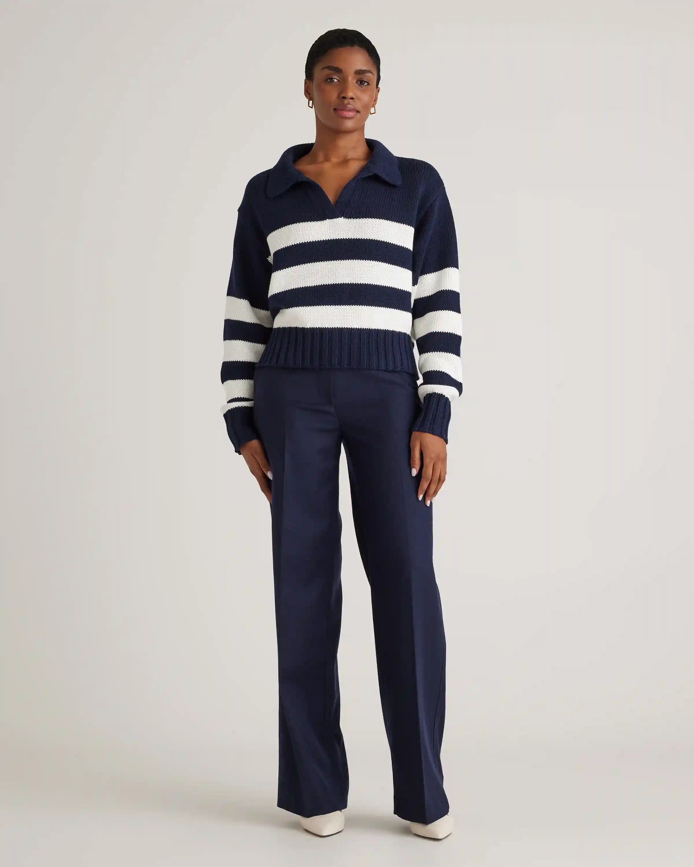 100% Organic Cropped Cotton Polo Sweater