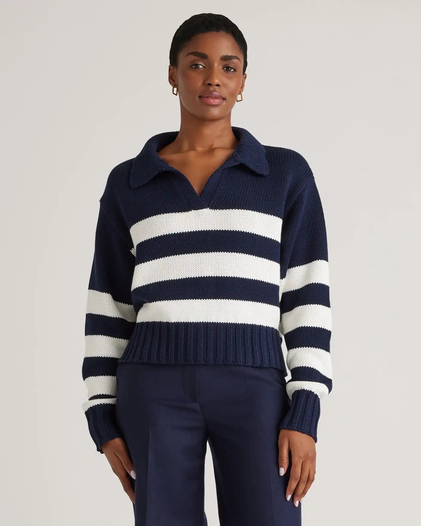 100% Organic Cropped Cotton Polo Sweater