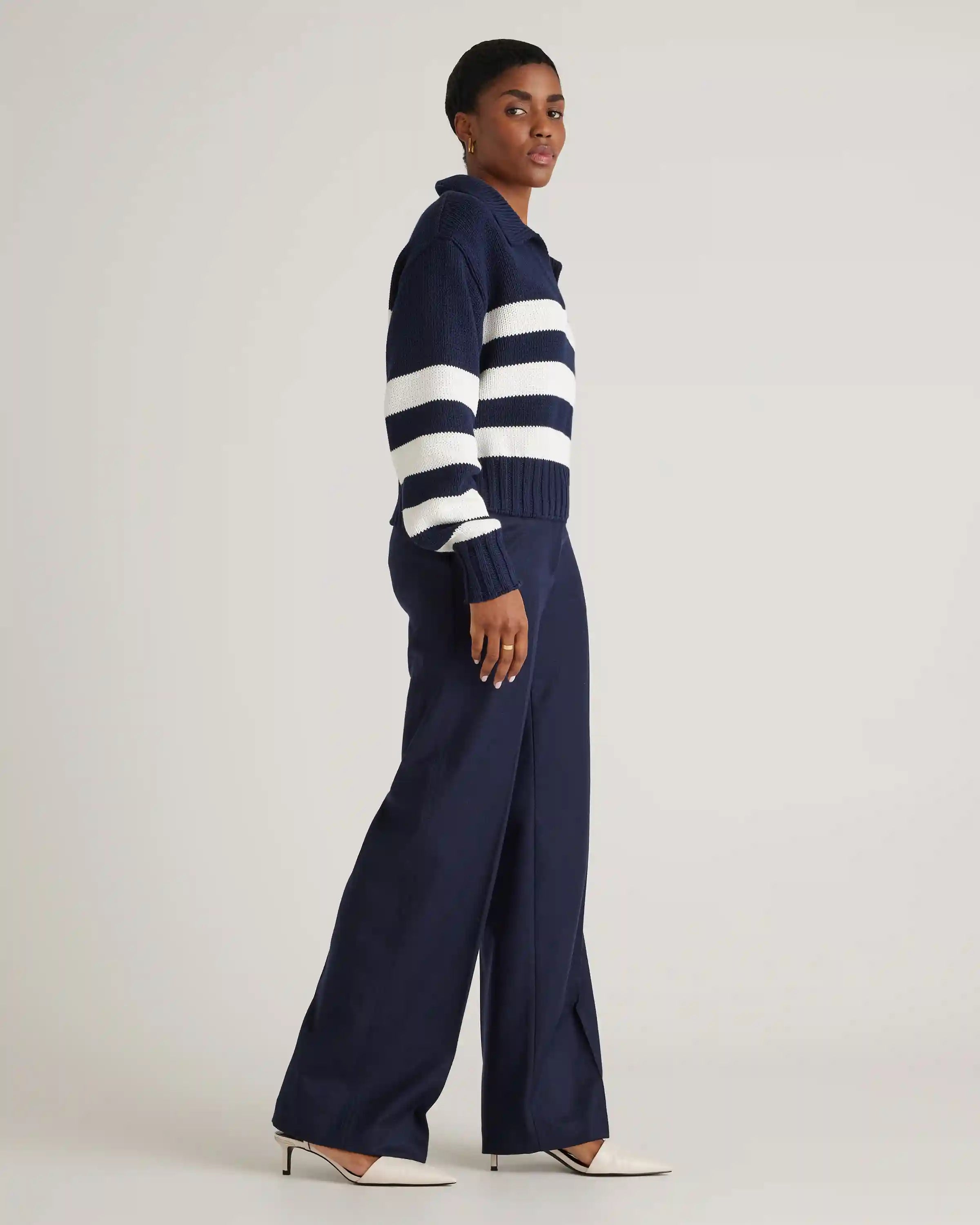 100% Organic Cropped Cotton Polo Sweater