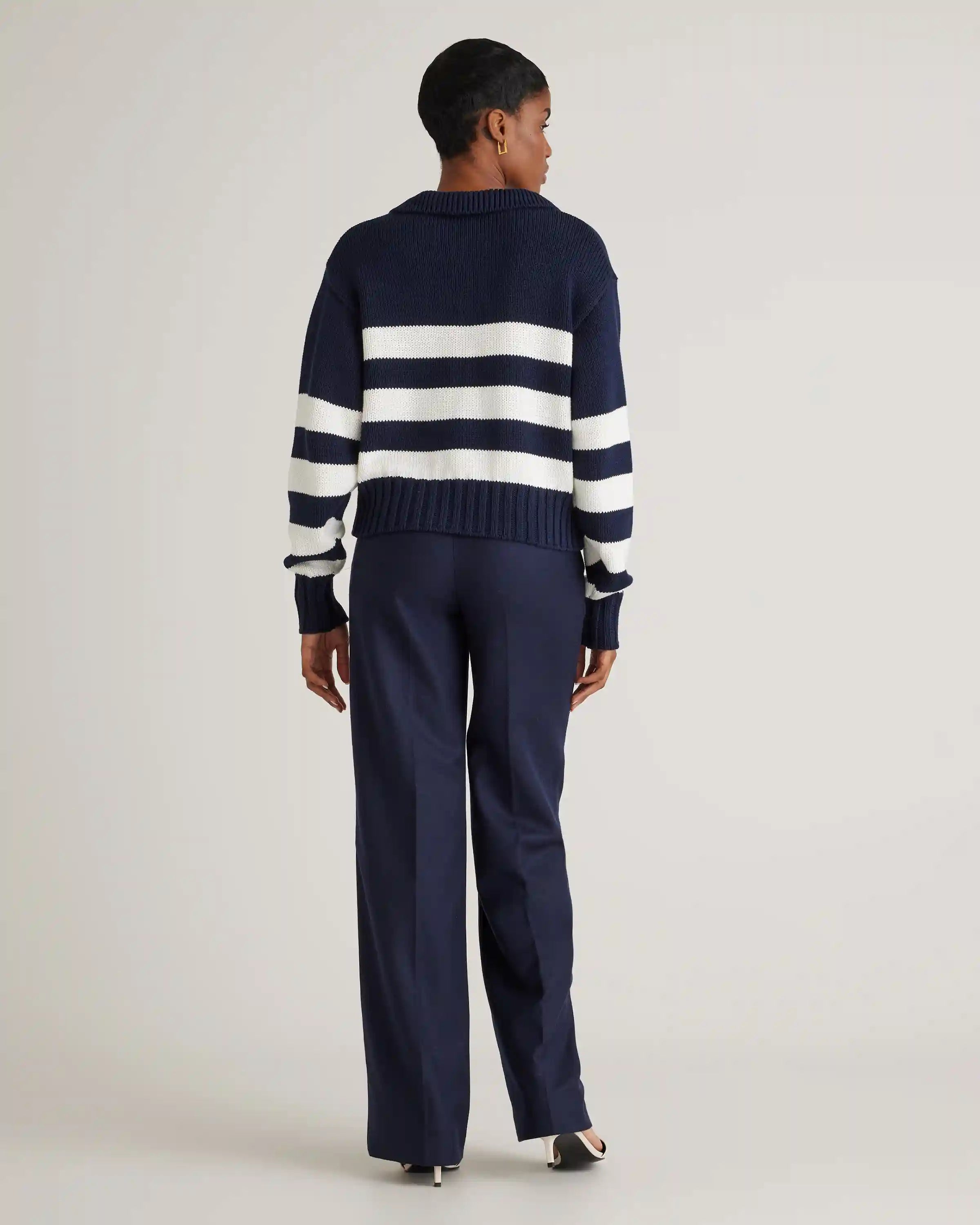100% Organic Cropped Cotton Polo Sweater