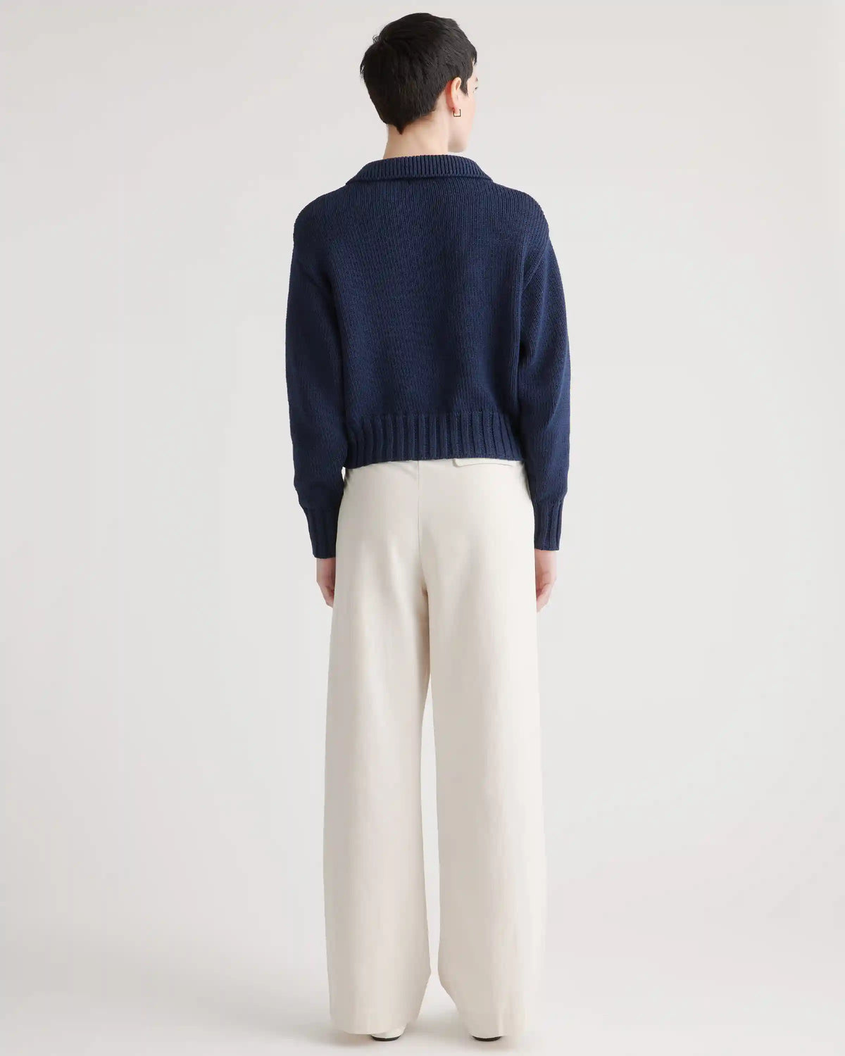 100% Organic Cropped Cotton Polo Sweater