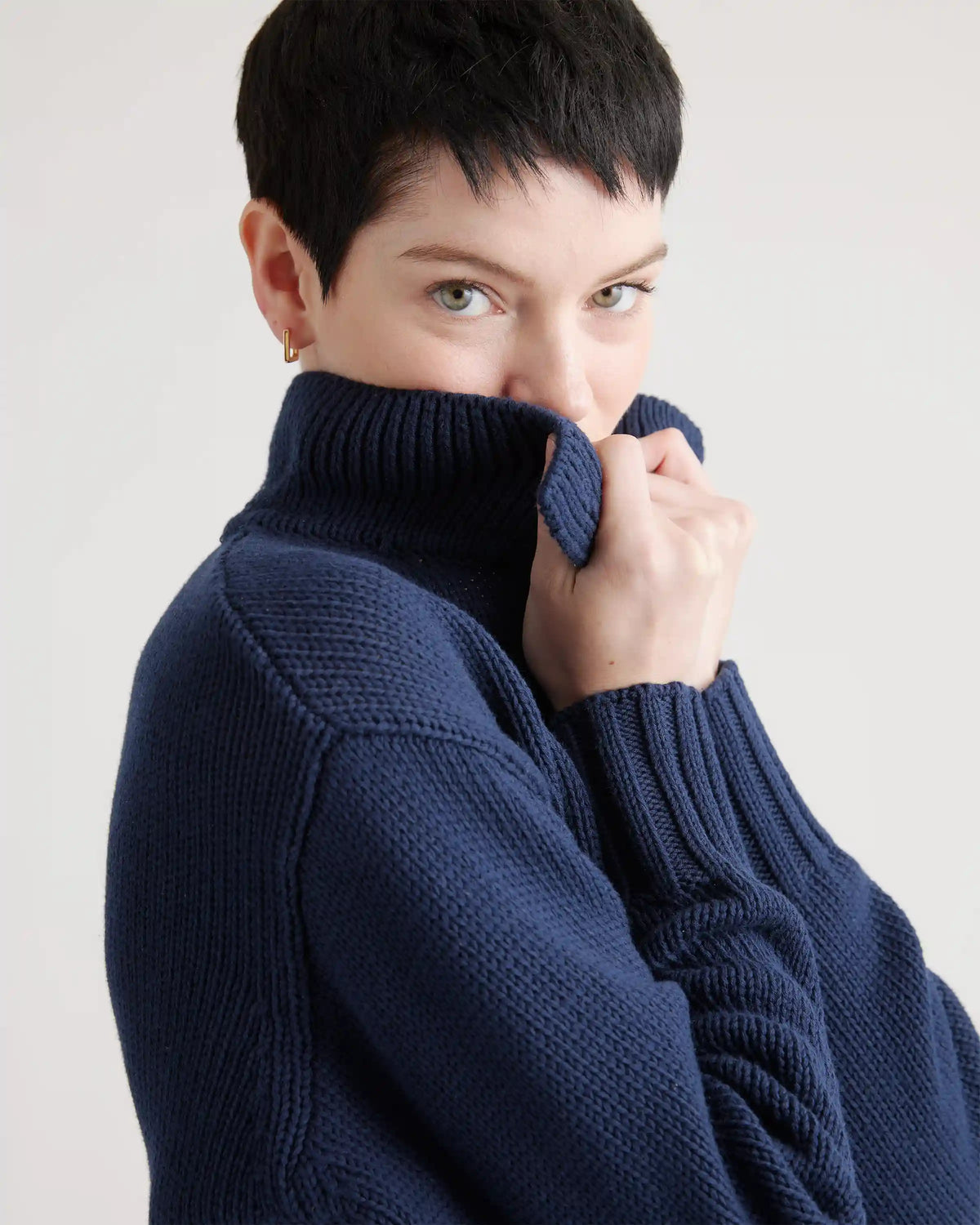 100% Organic Cropped Cotton Polo Sweater