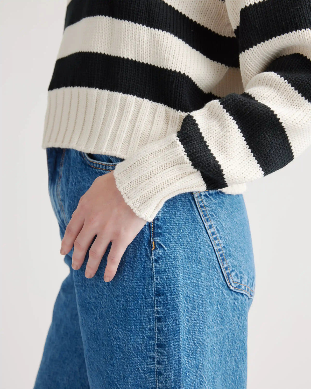 100% Organic Cropped Cotton Polo Sweater