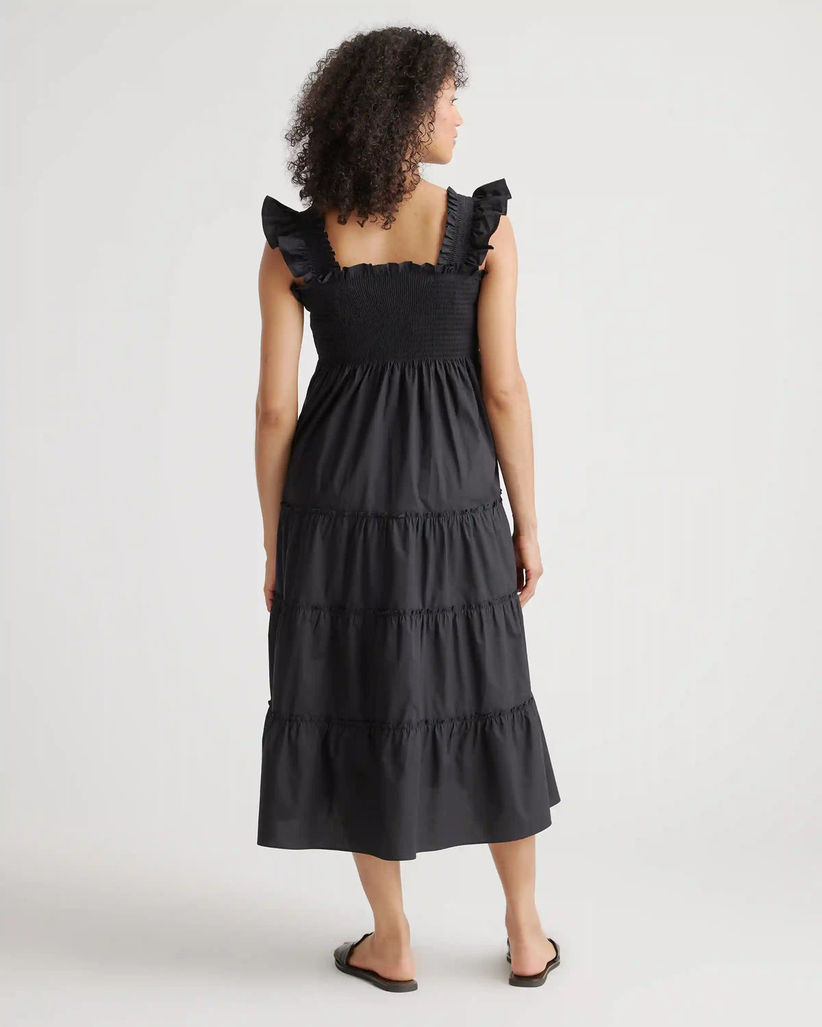 100% Organic Cotton Poplin Maternity Smocked Midi Dress