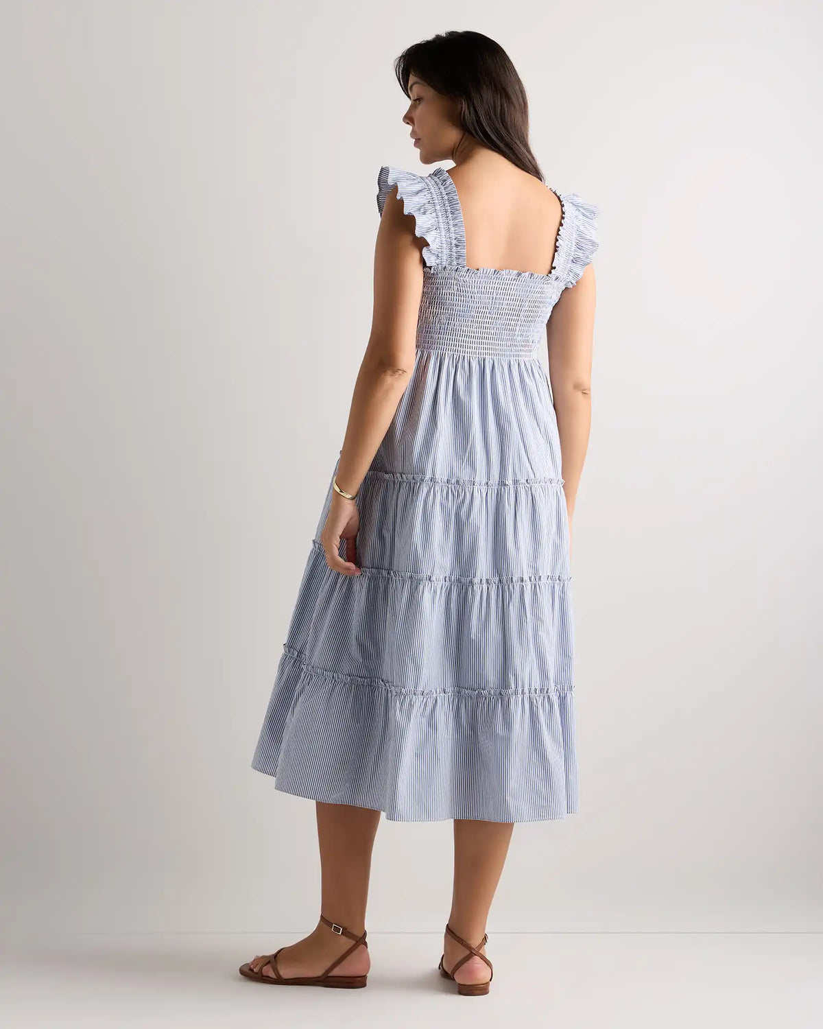 100% Organic Cotton Poplin Maternity Smocked Midi Dress