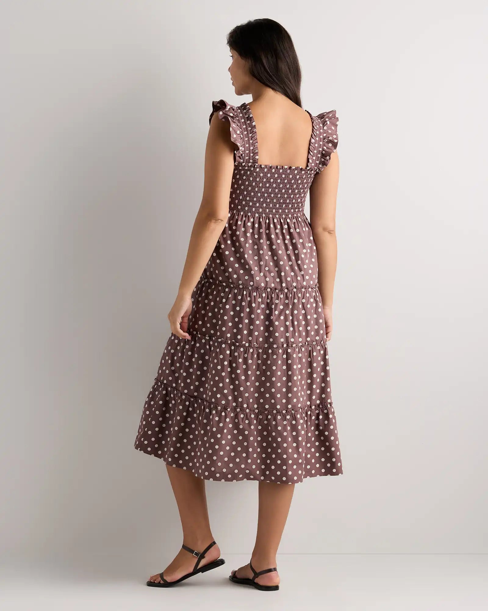 100% Organic Cotton Poplin Maternity Smocked Midi Dress