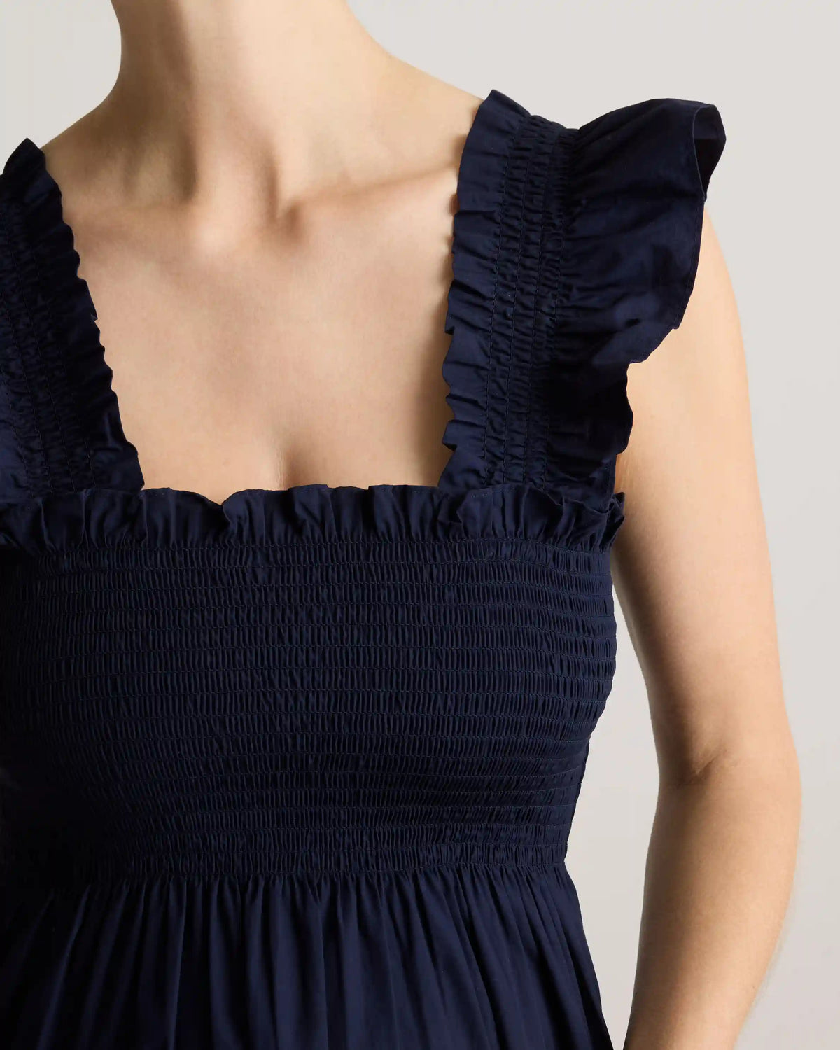 100% Organic Cotton Poplin Maternity Smocked Midi Dress