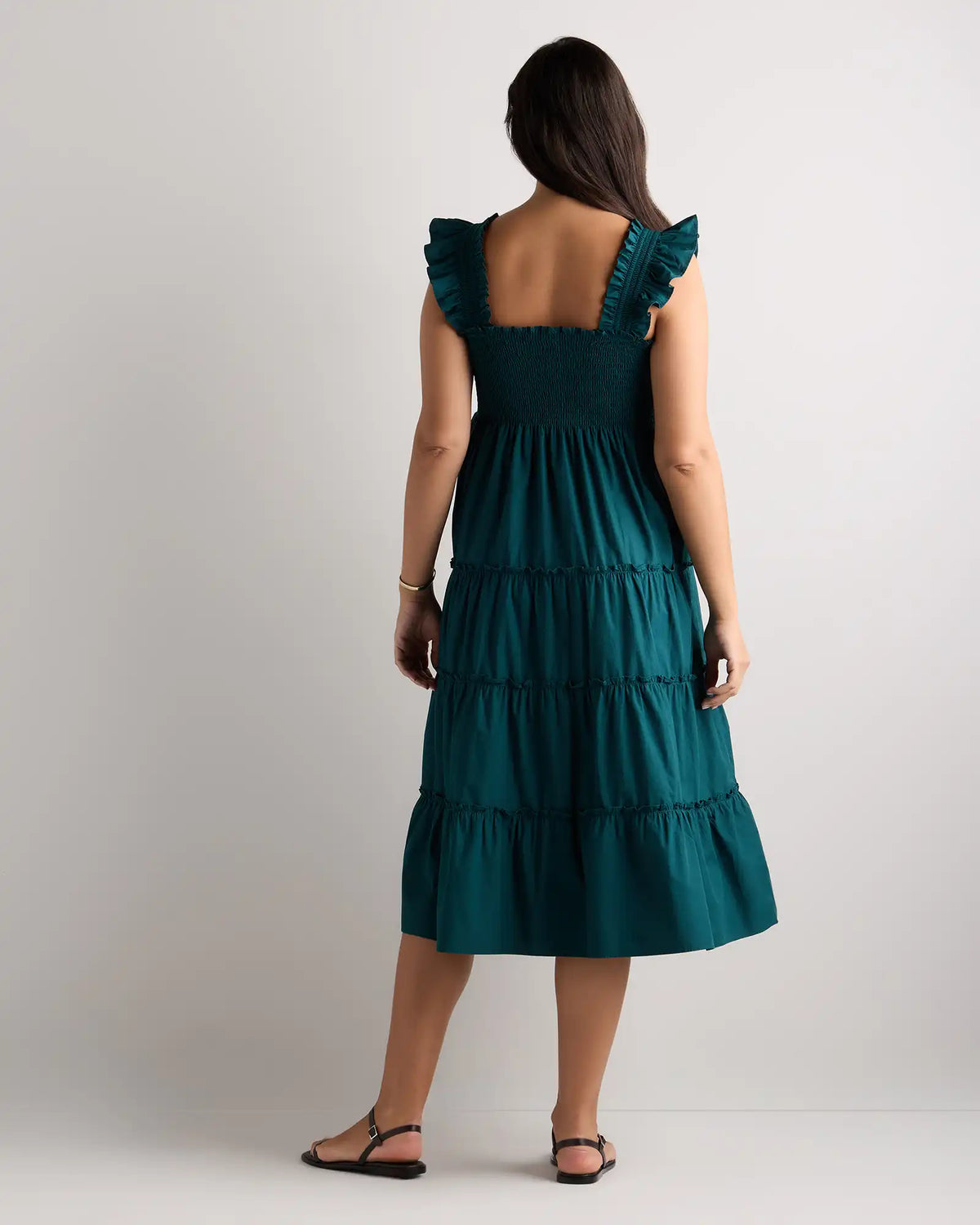 100% Organic Cotton Poplin Maternity Smocked Midi Dress