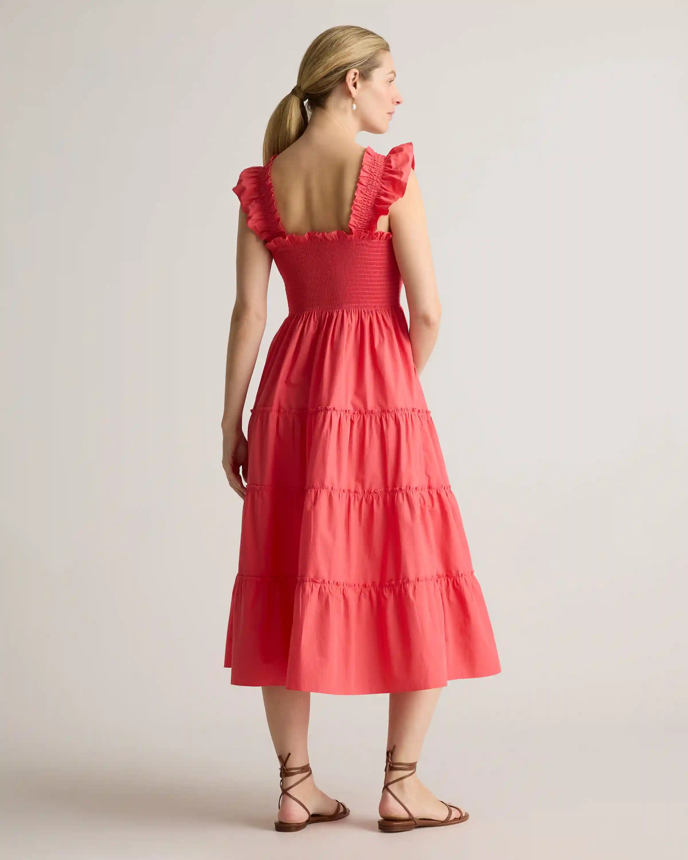 100% Organic Cotton Poplin Maternity Smocked Midi Dress