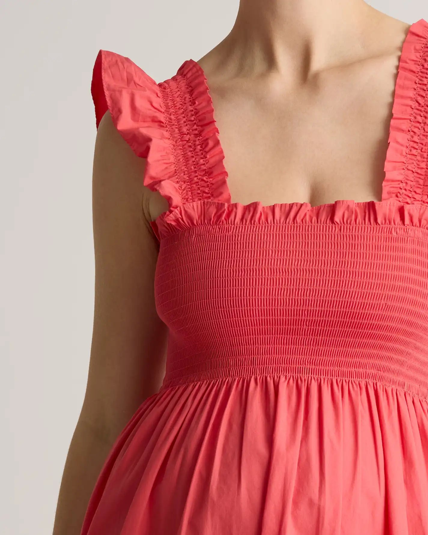 100% Organic Cotton Poplin Maternity Smocked Midi Dress