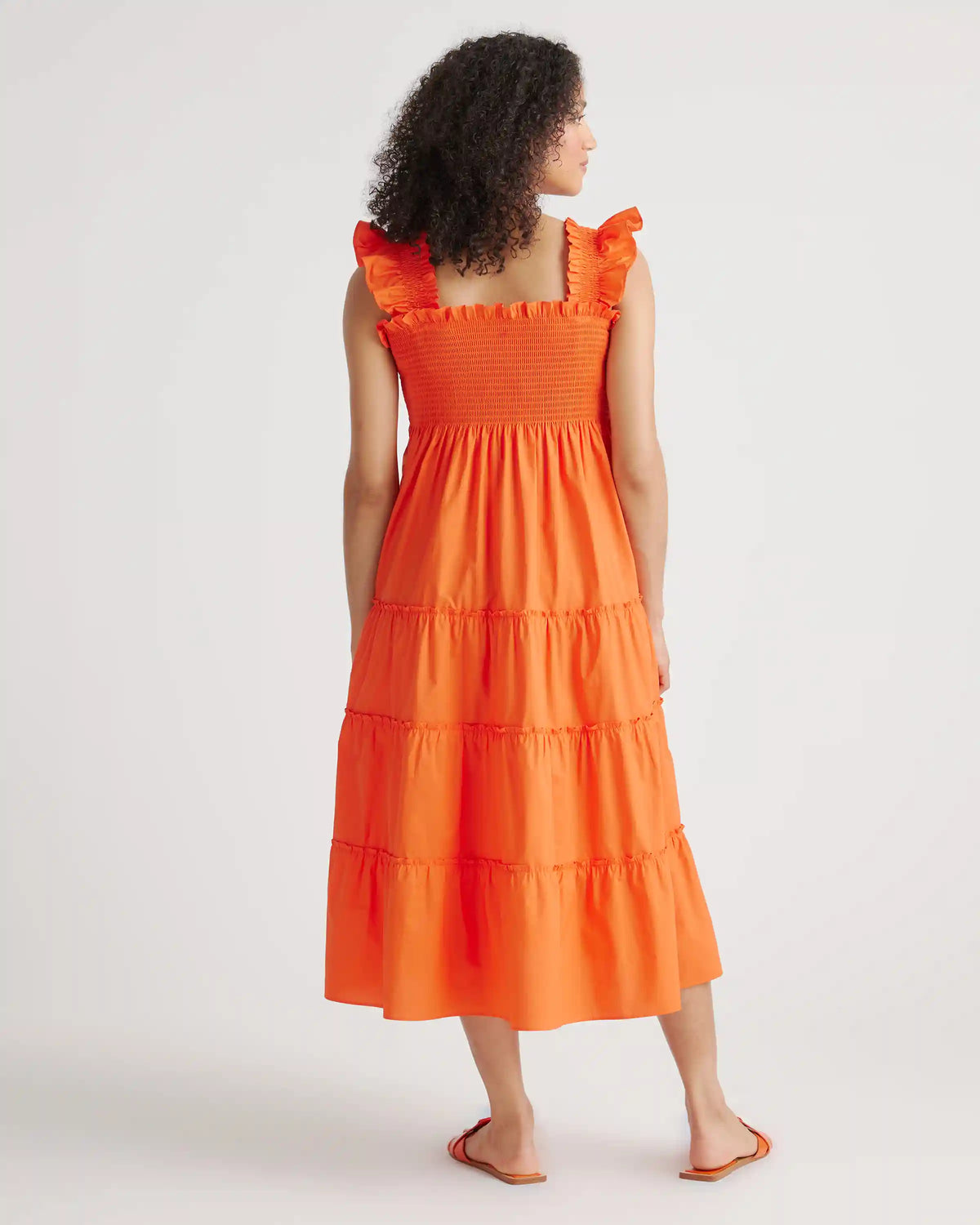 100% Organic Cotton Poplin Maternity Smocked Midi Dress