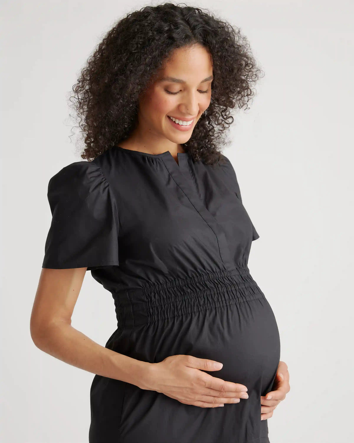 100% Organic Cotton Poplin Maternity Tiered Maxi Dress