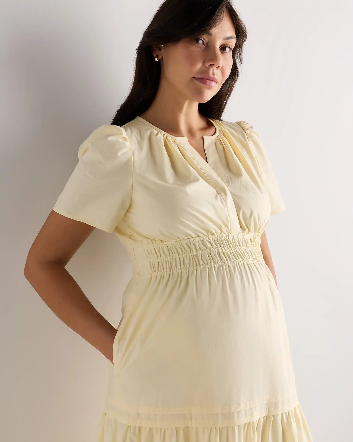 100% Organic Cotton Poplin Maternity Tiered Maxi Dress