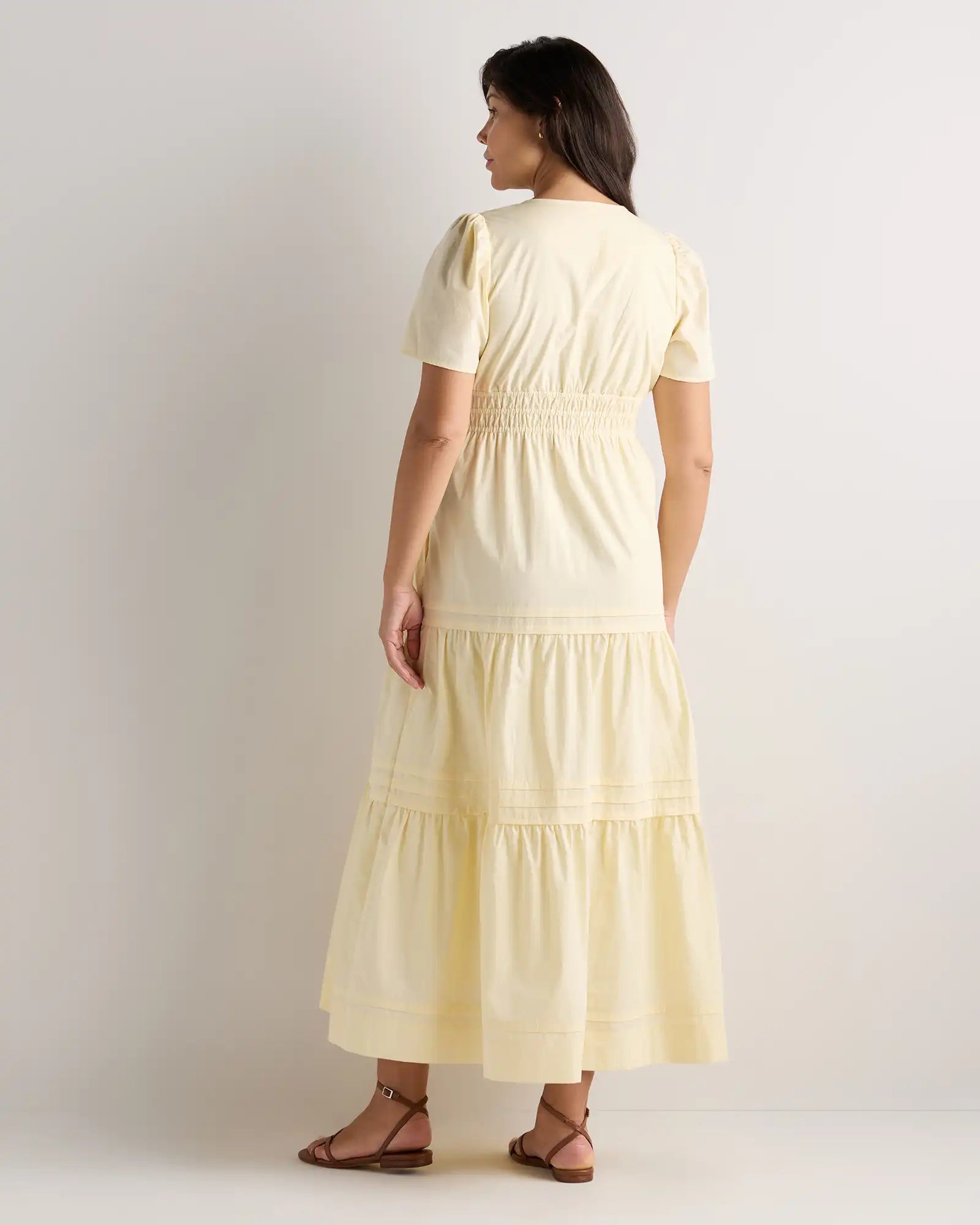 100% Organic Cotton Poplin Maternity Tiered Maxi Dress