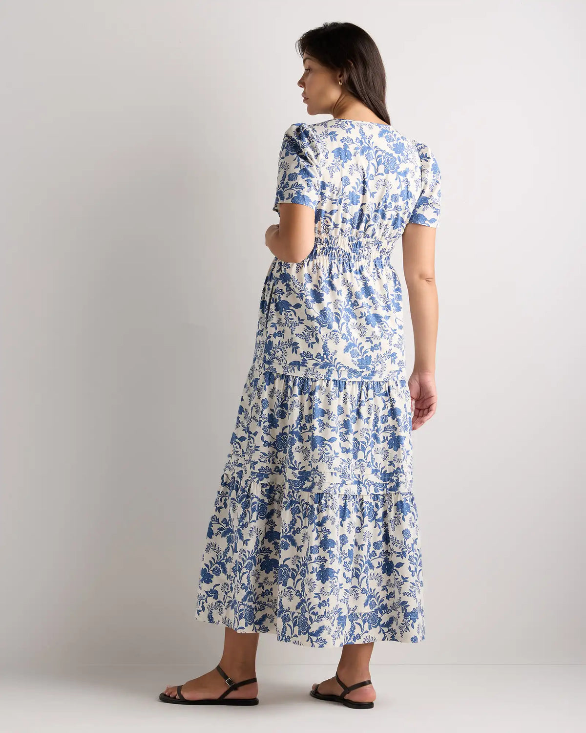 100% Organic Cotton Poplin Maternity Tiered Maxi Dress