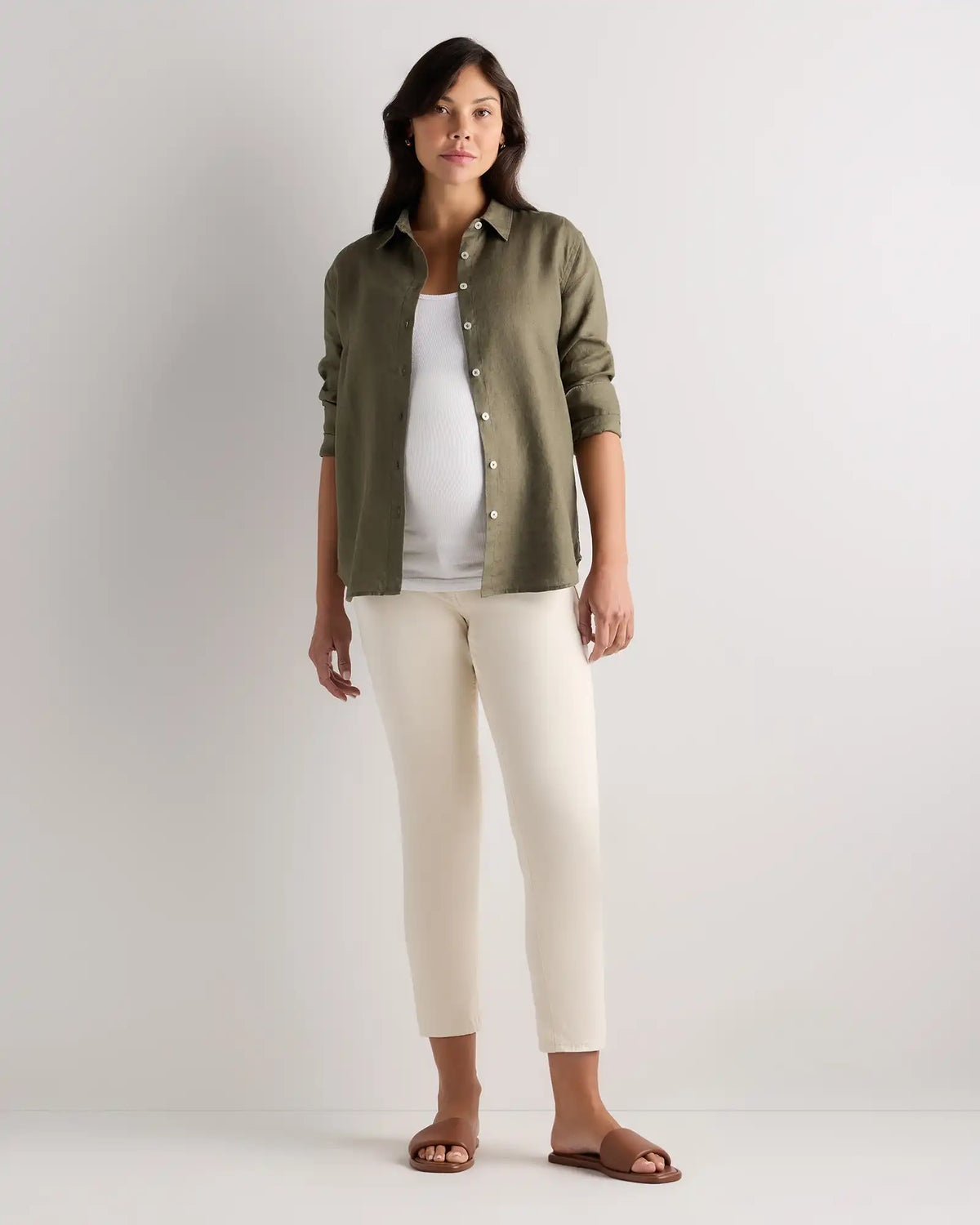100% European Linen Maternity Long Sleeve Shirt