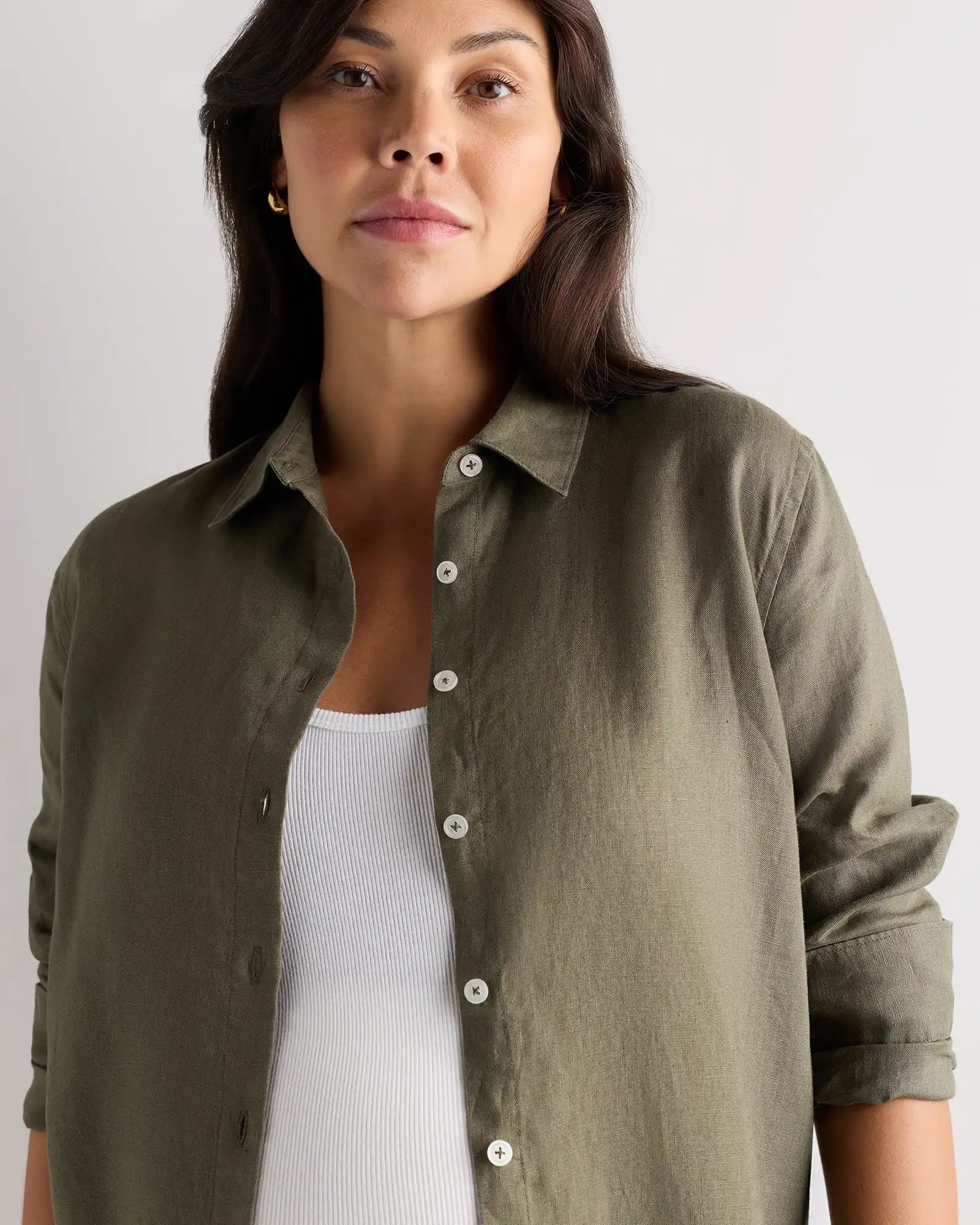 100% European Linen Maternity Long Sleeve Shirt
