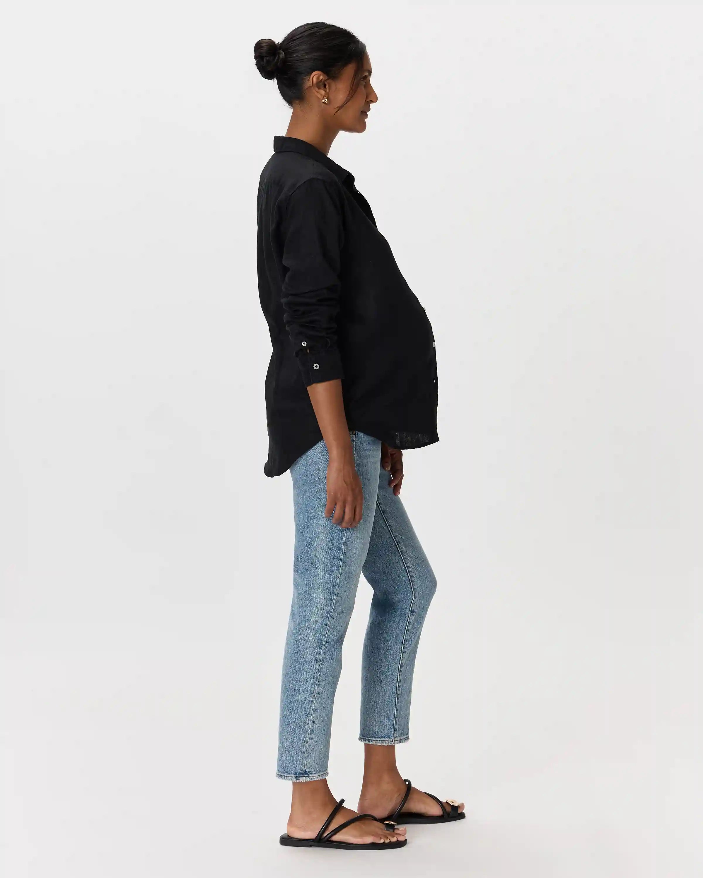 100% European Linen Maternity Long Sleeve Shirt