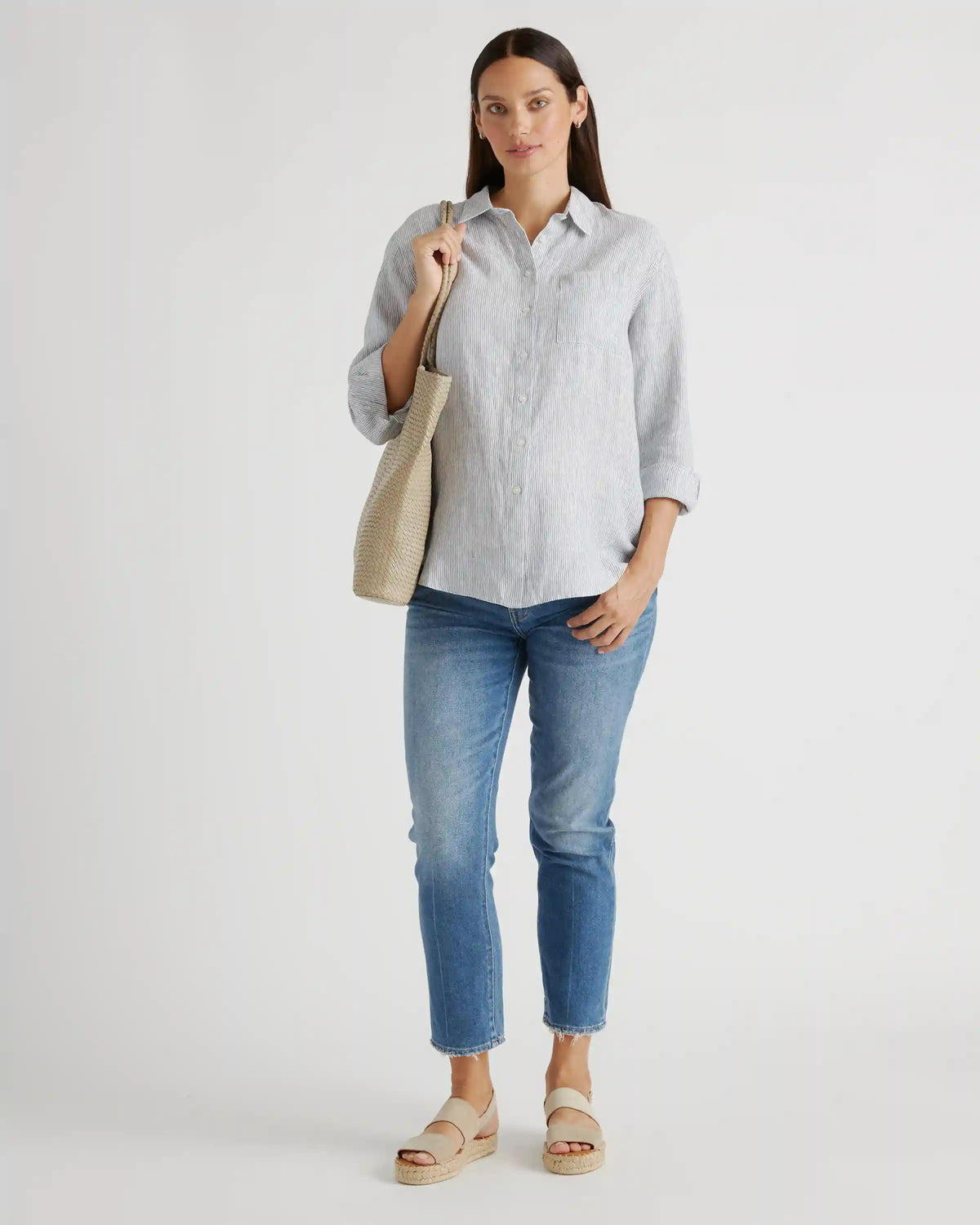 100% European Linen Maternity Long Sleeve Shirt