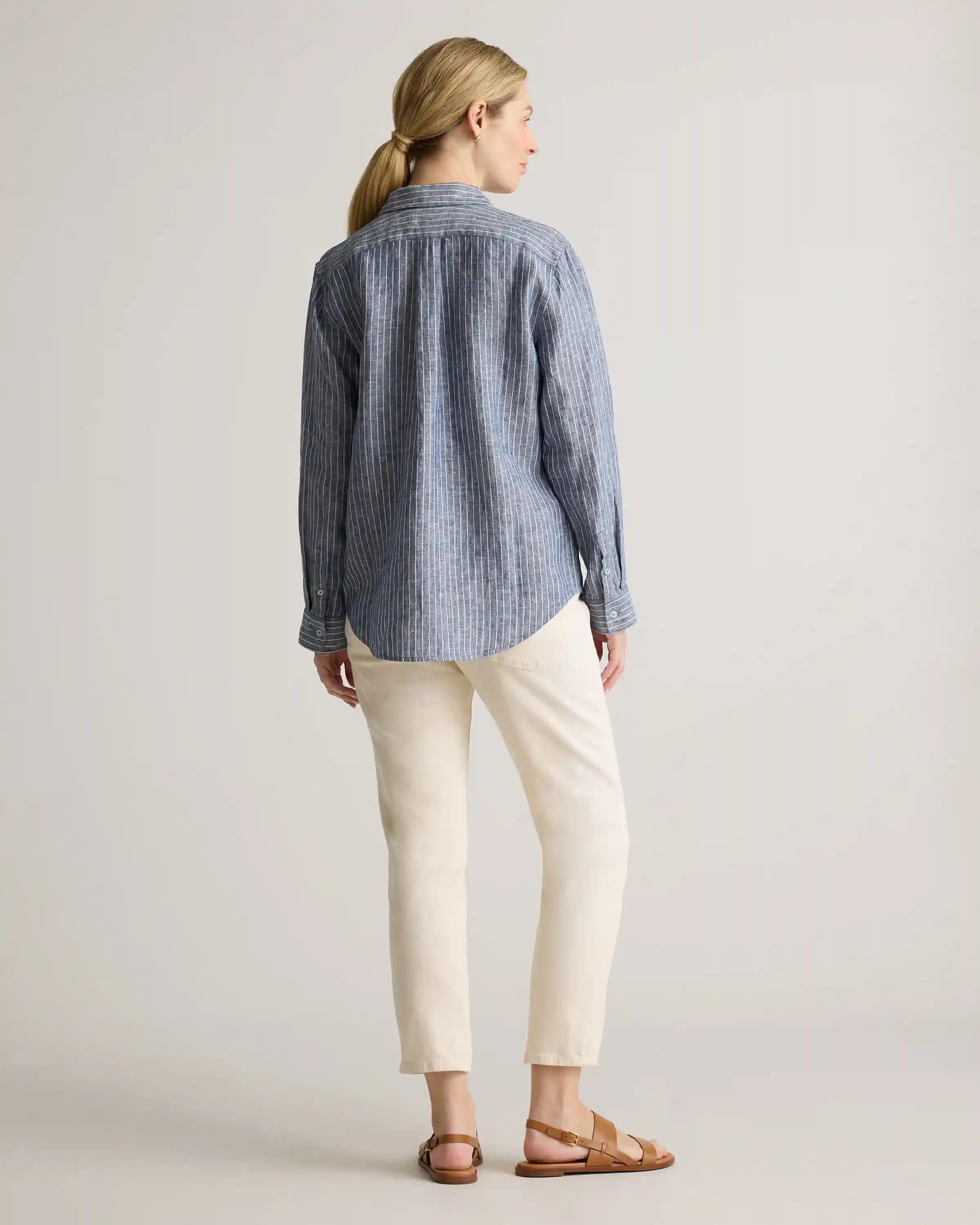 100% European Linen Maternity Long Sleeve Shirt