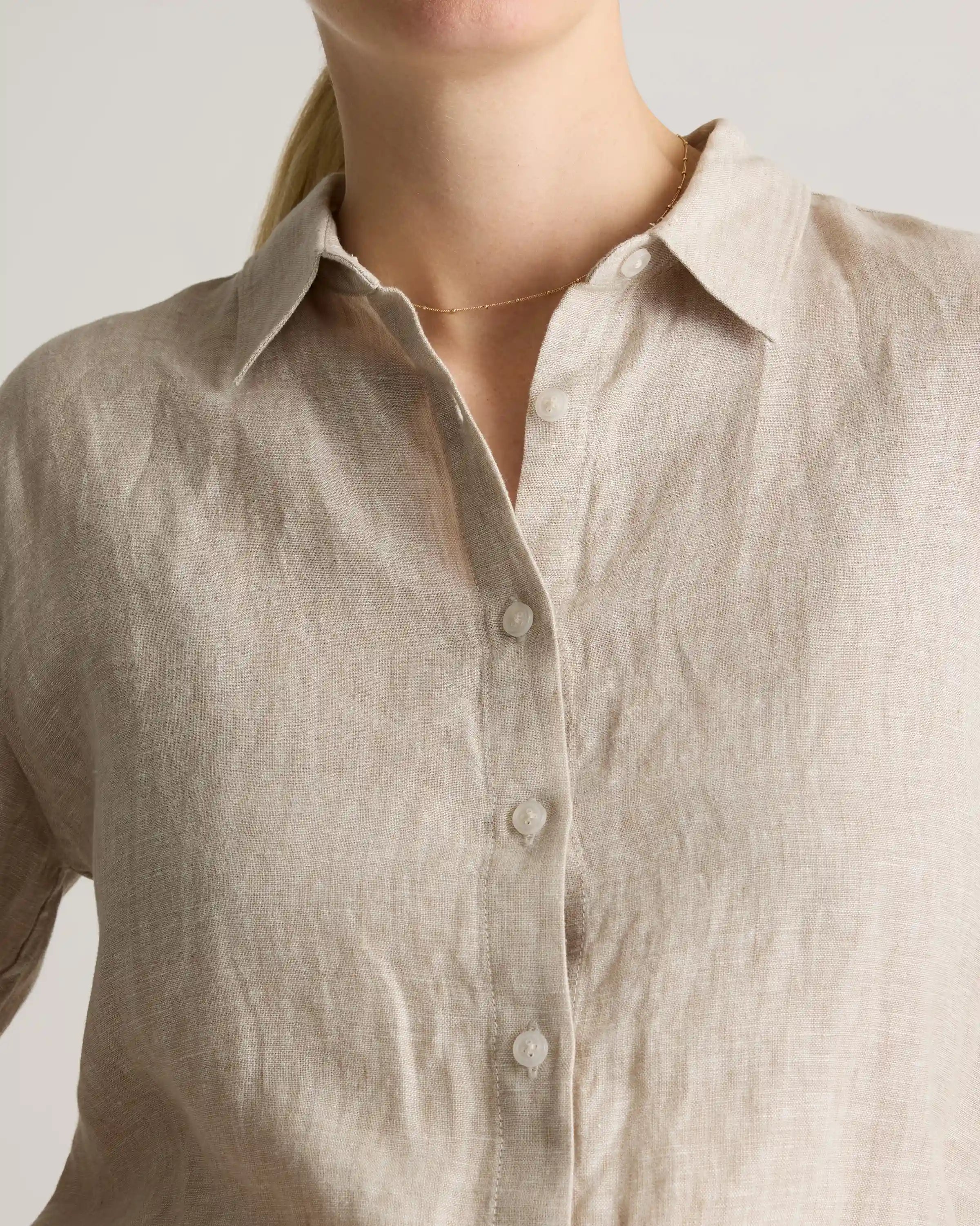100% European Linen Maternity Long Sleeve Shirt