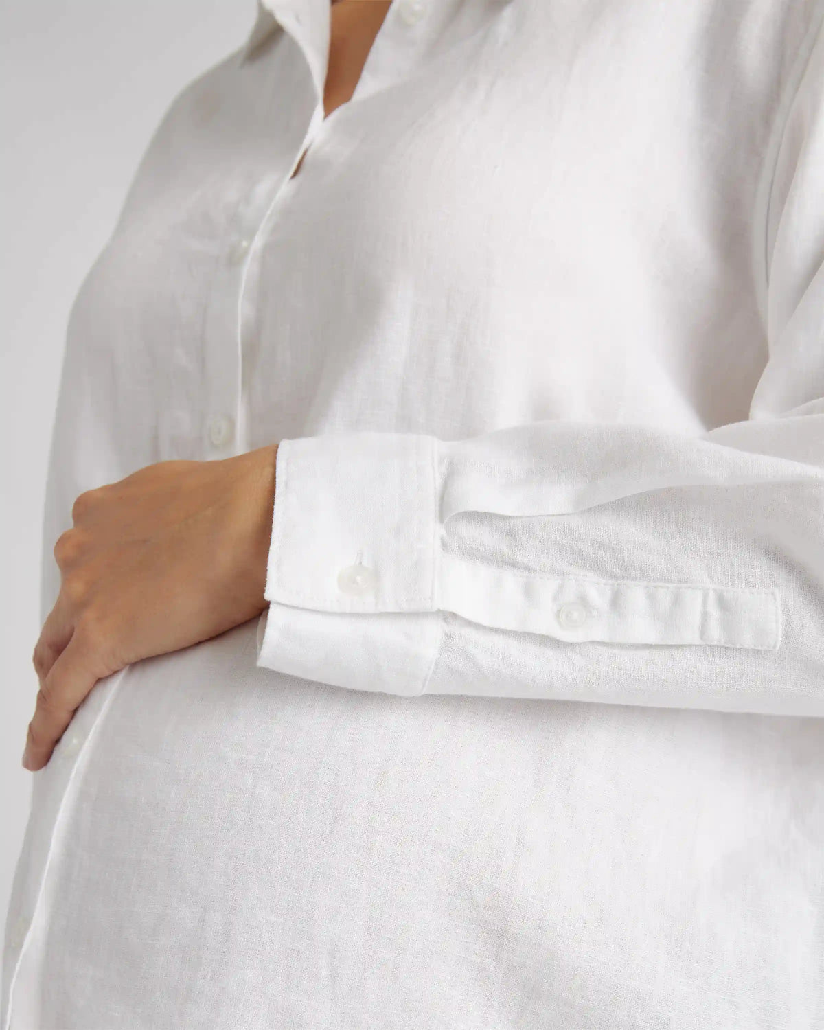 100% European Linen Maternity Long Sleeve Shirt