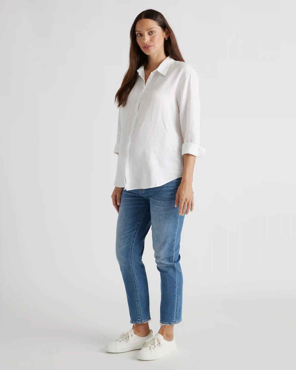 100% European Linen Maternity Long Sleeve Shirt
