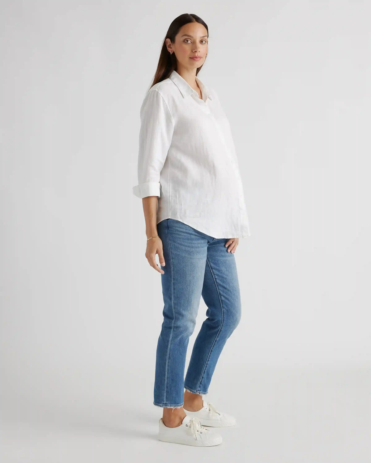 100% European Linen Maternity Long Sleeve Shirt