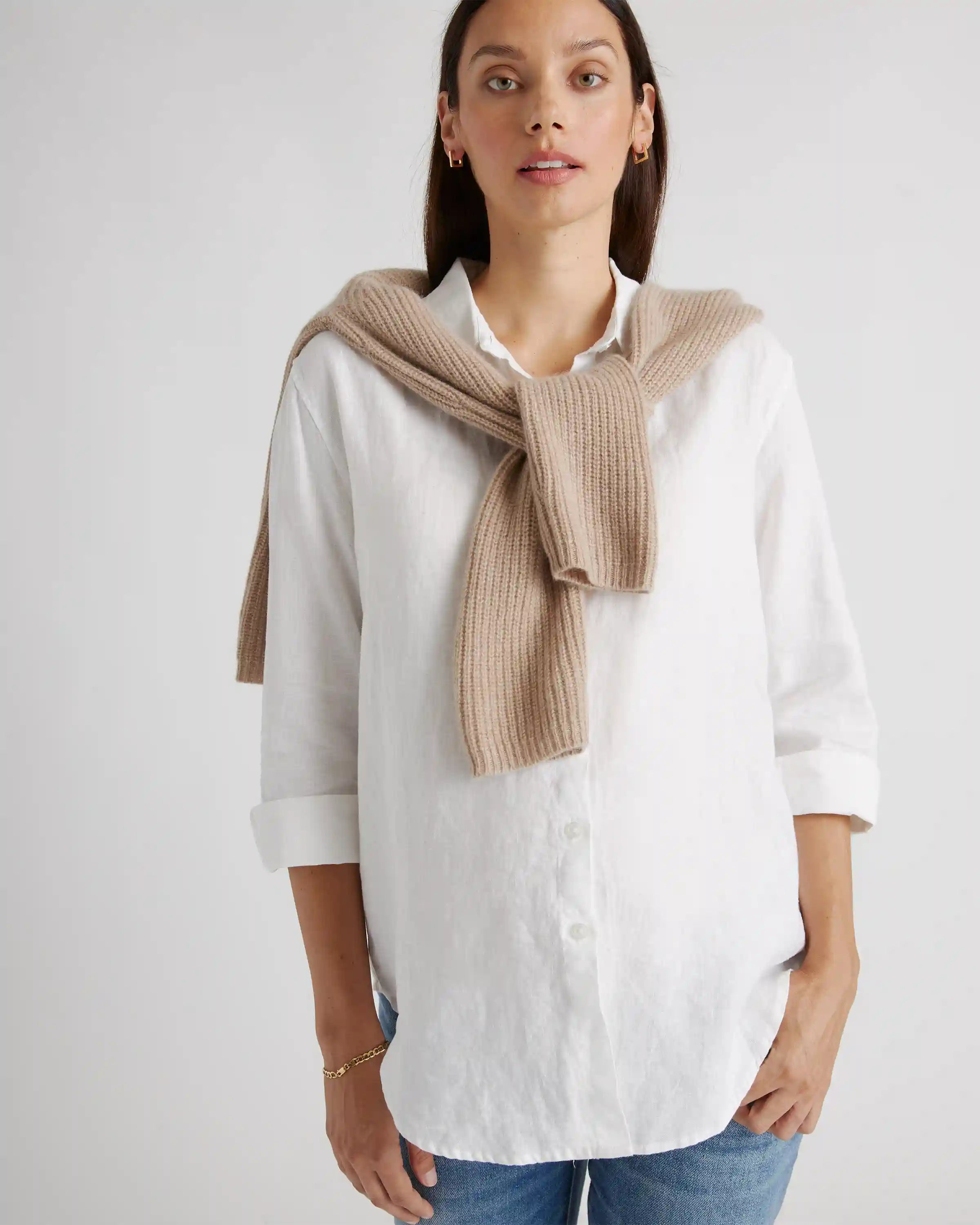 100% European Linen Maternity Long Sleeve Shirt