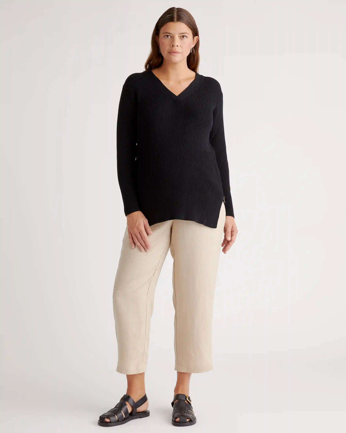 100% Organic Cotton Fisherman Side Zip Maternity & Nursing Sweater