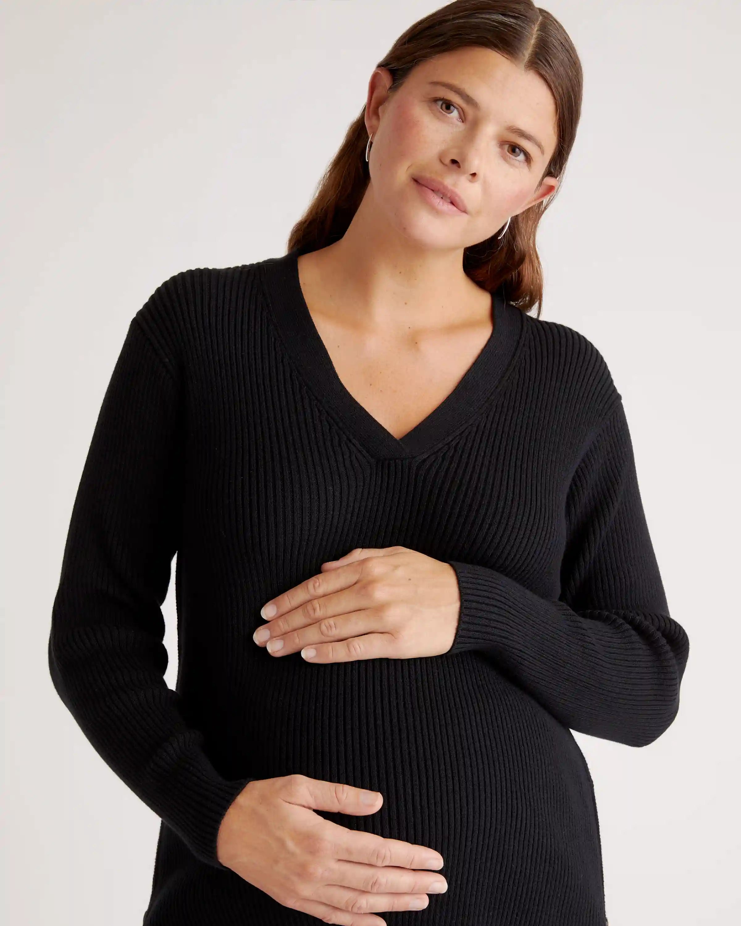 100% Organic Cotton Fisherman Side Zip Maternity & Nursing Sweater