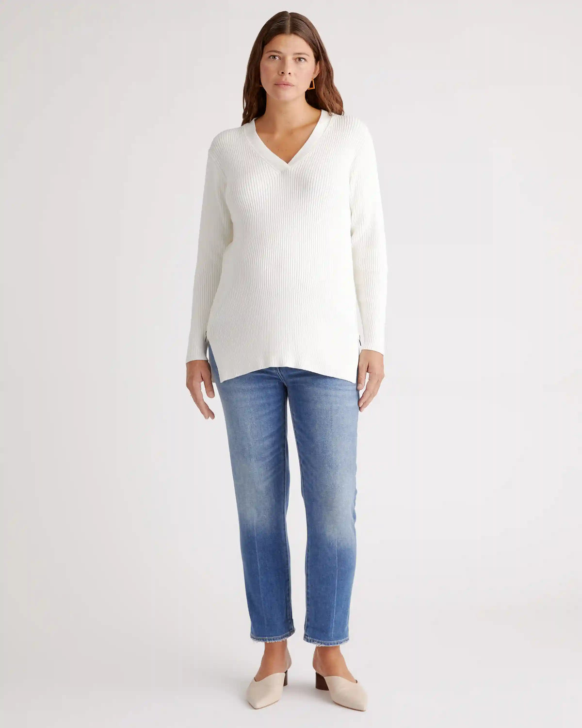 100% Organic Cotton Fisherman Side Zip Maternity & Nursing Sweater