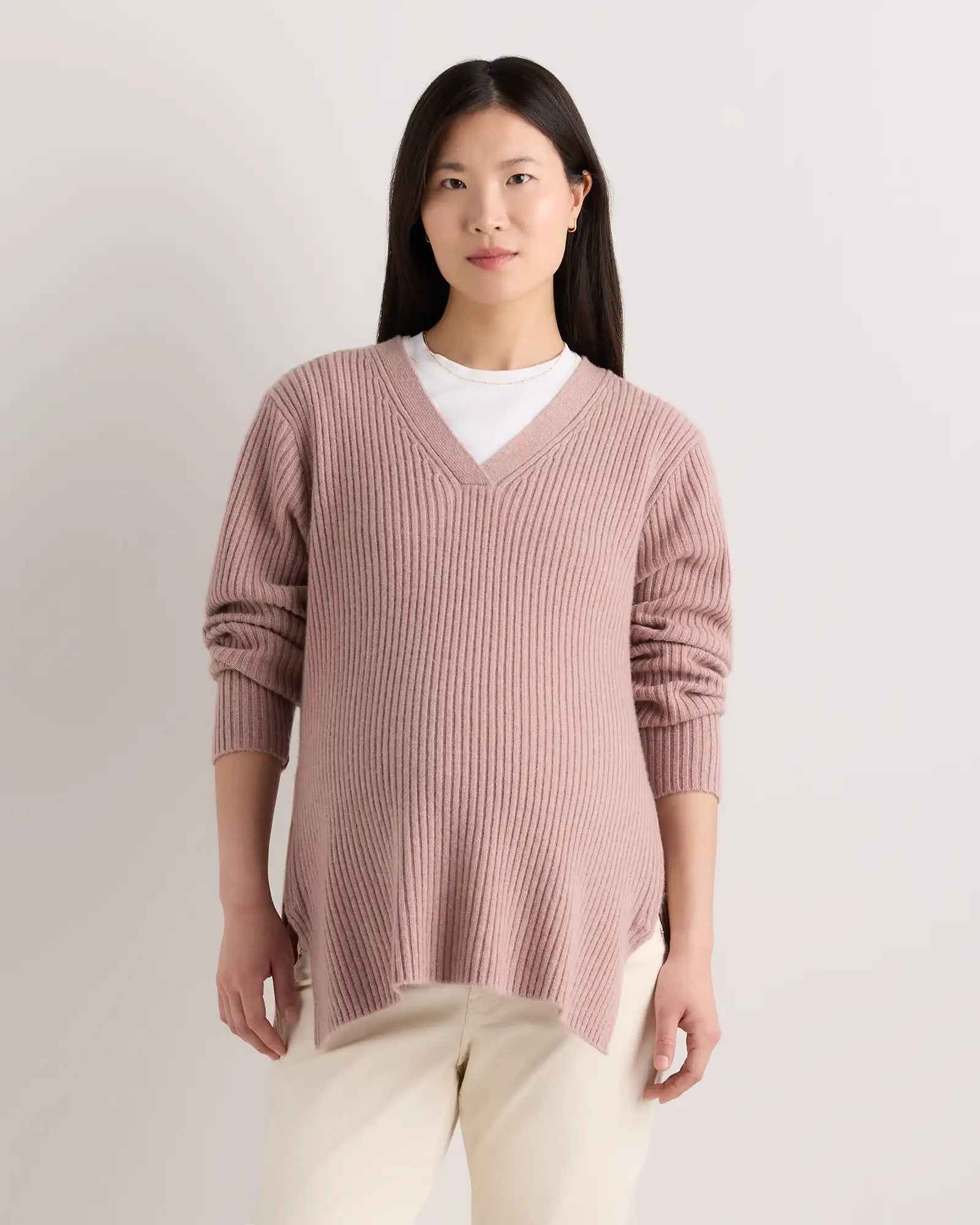Mongolian Cashmere Ribbed Side Zip Maternity Sweater