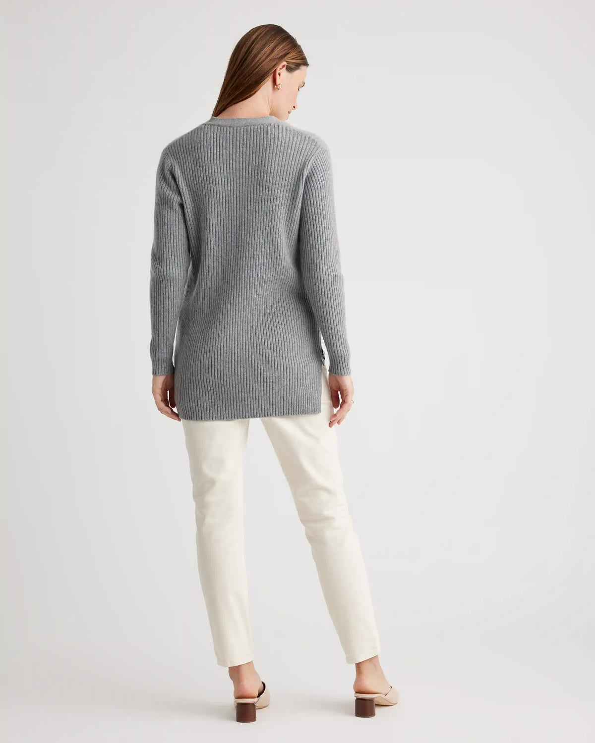 Mongolian Cashmere Ribbed Side Zip Maternity Sweater