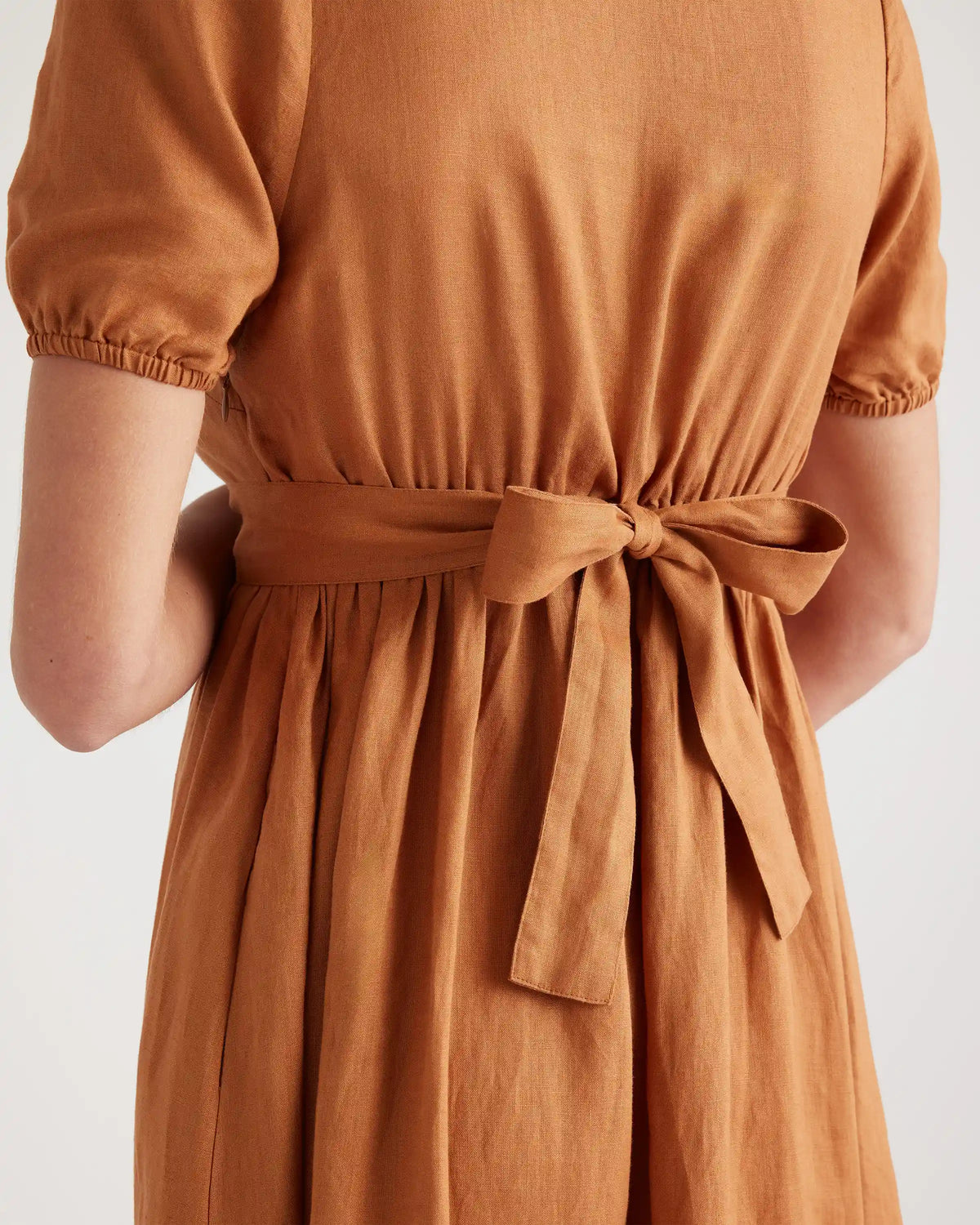 100% European Linen Maternity Short Sleeve Midi Dress