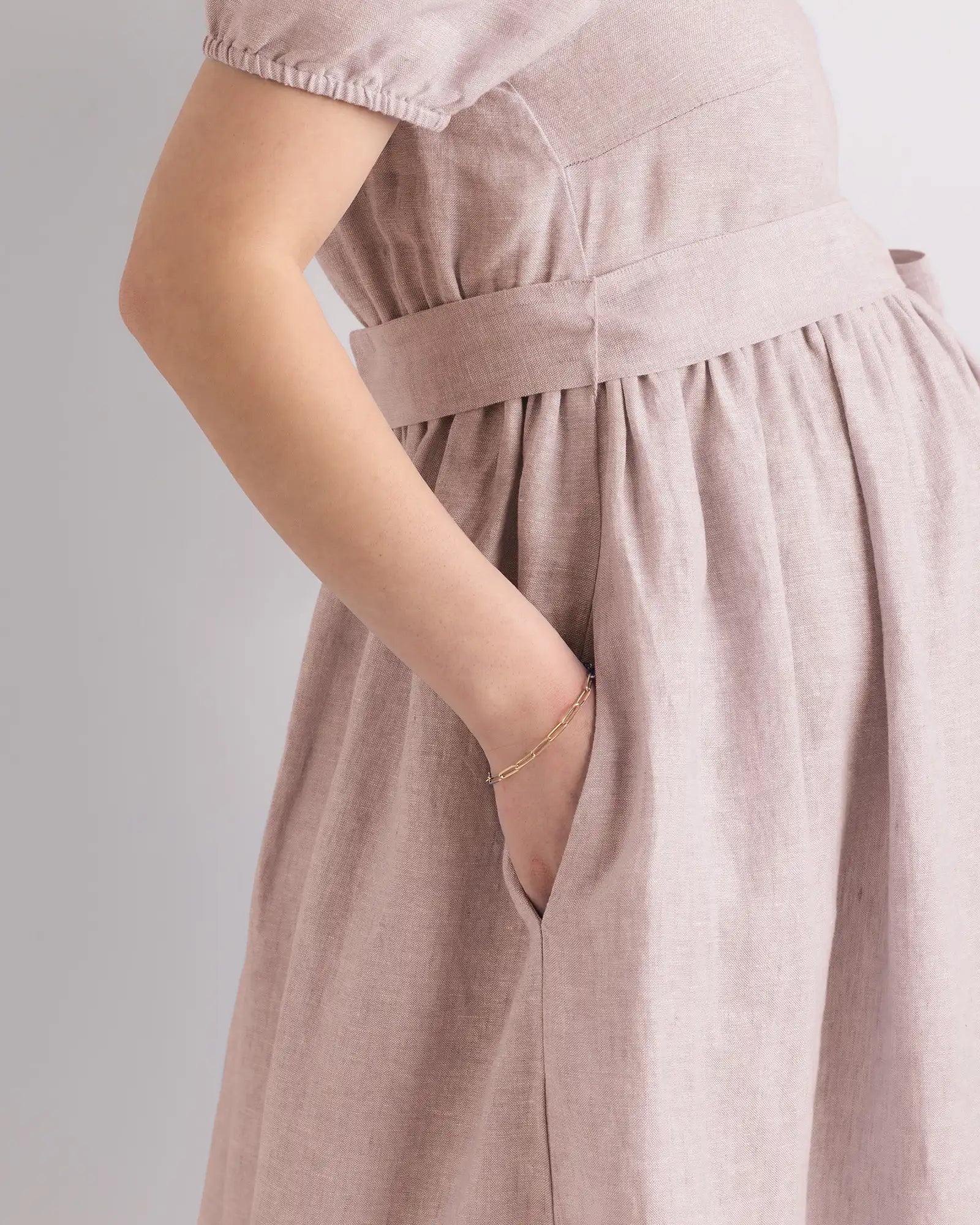 100% European Linen Maternity Short Sleeve Midi Dress