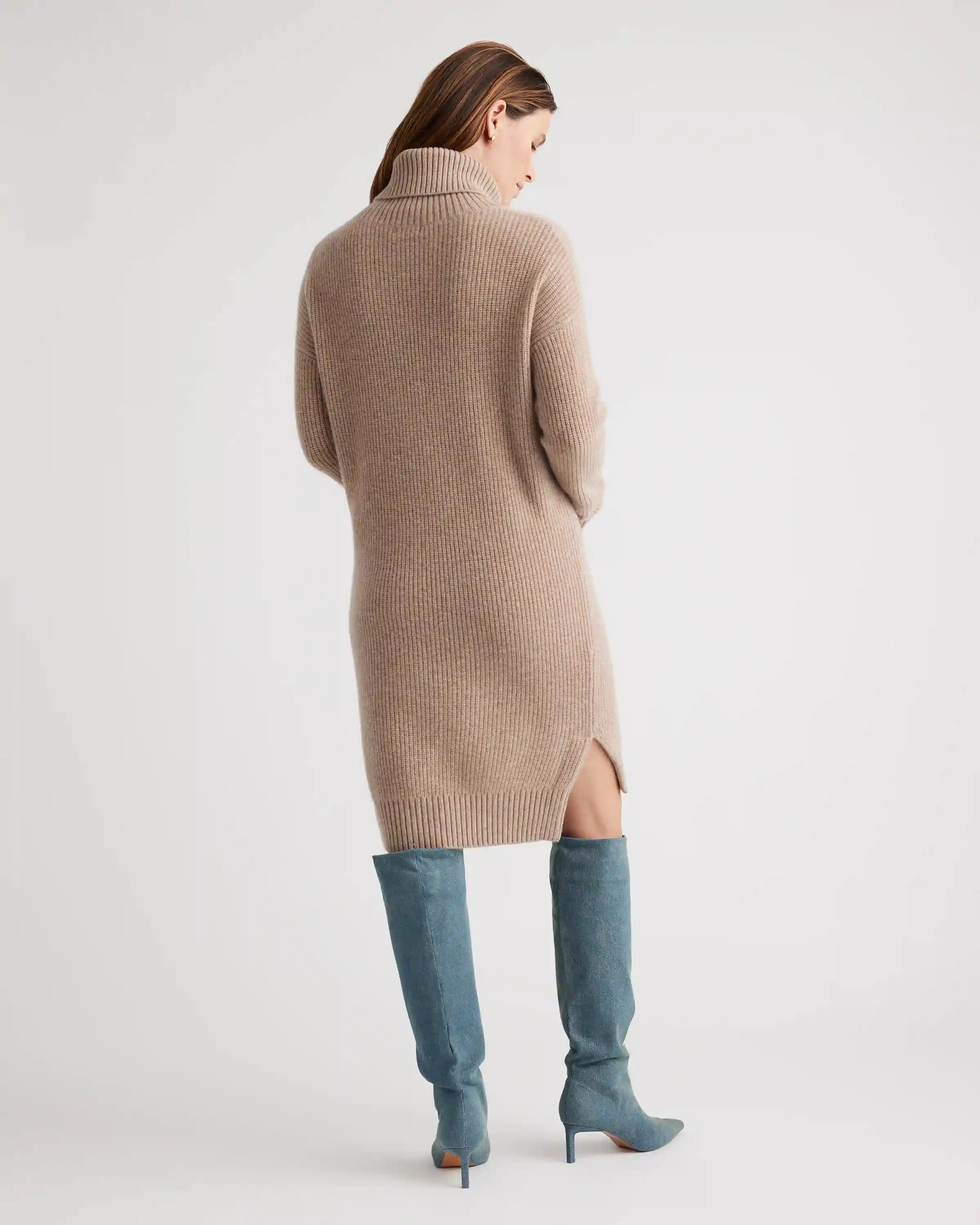 Mongolian Cashmere Fisherman Maternity Sweater Dress
