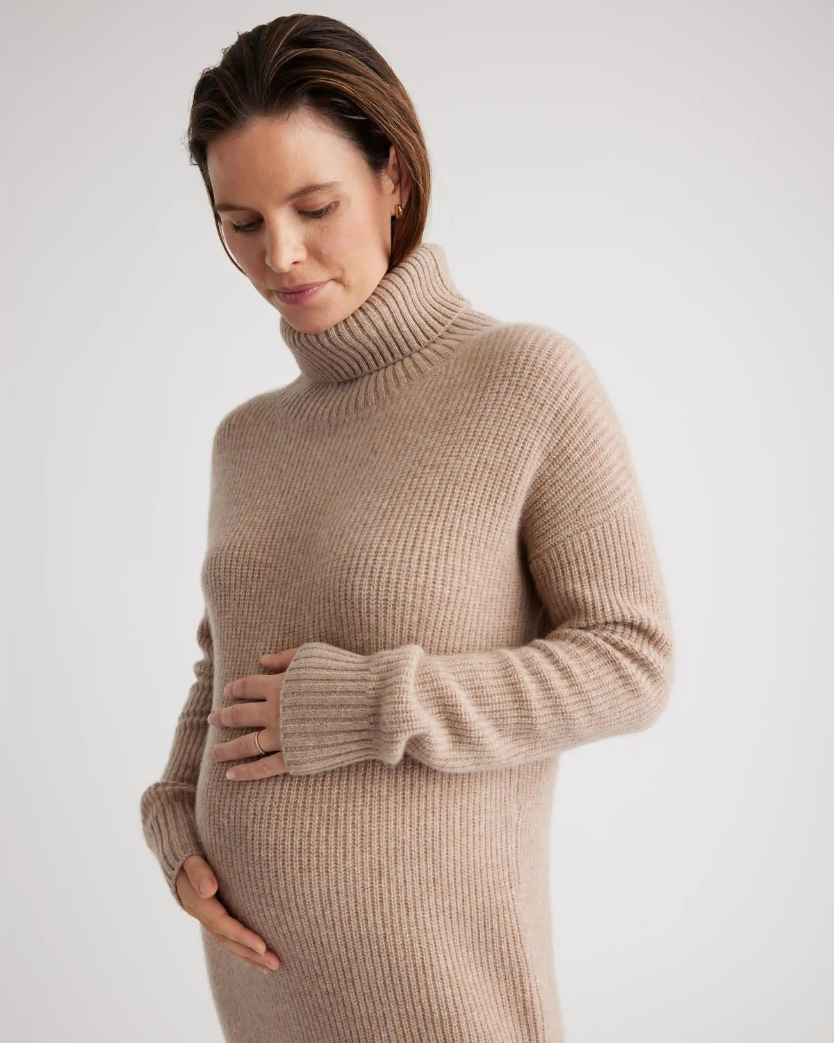 Mongolian Cashmere Fisherman Maternity Sweater Dress