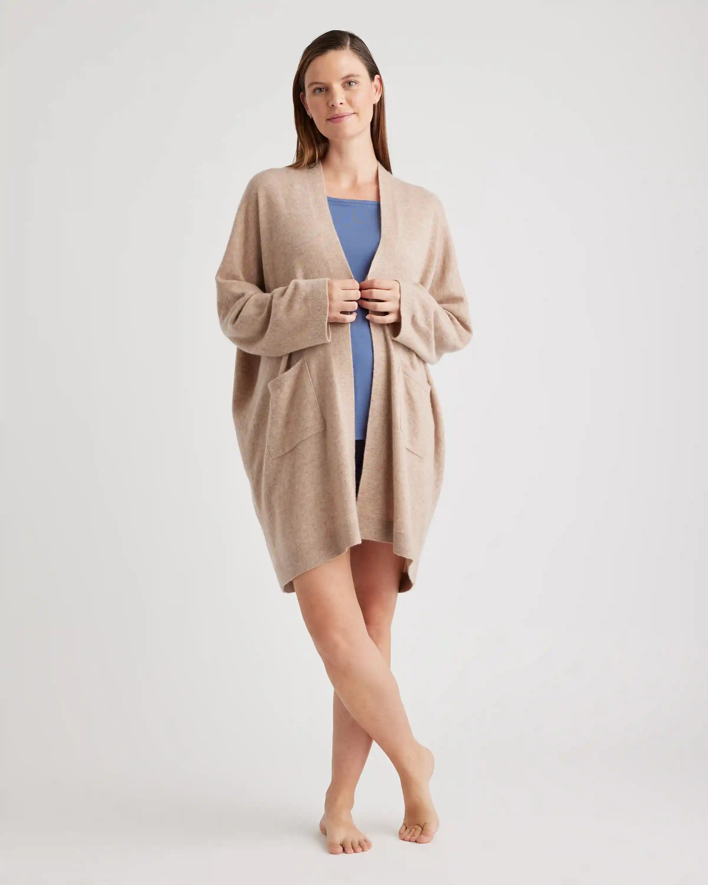 Mongolian Cashmere Maternity & Nursing Cocoon Cardigan