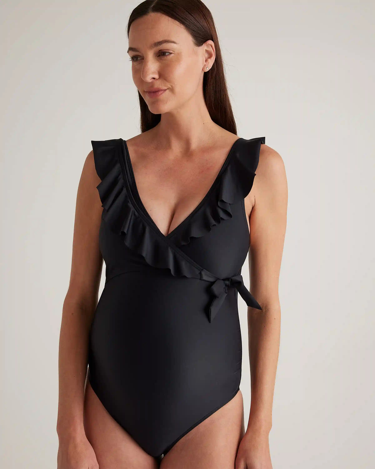Italian Maternity One-Piece Ruffle Wrap Swimsuit