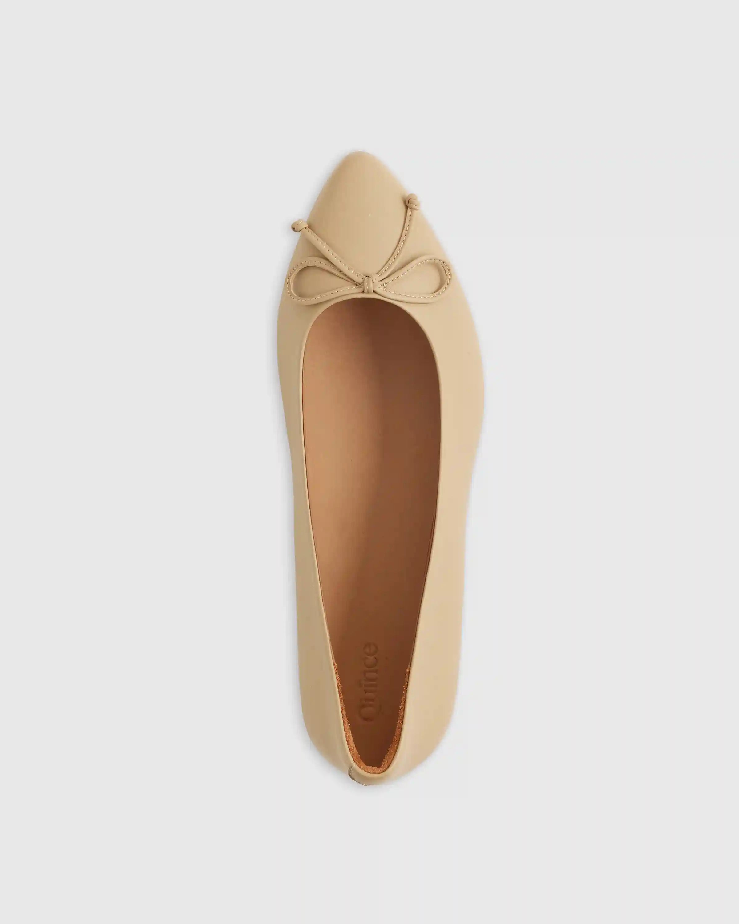Italian Leather Pointed Bow Flat