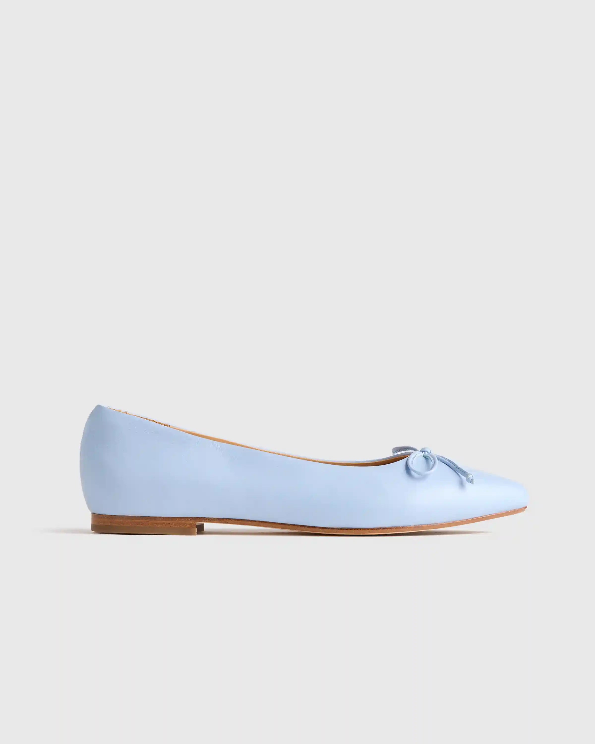 Italian Leather Pointed Bow Flat