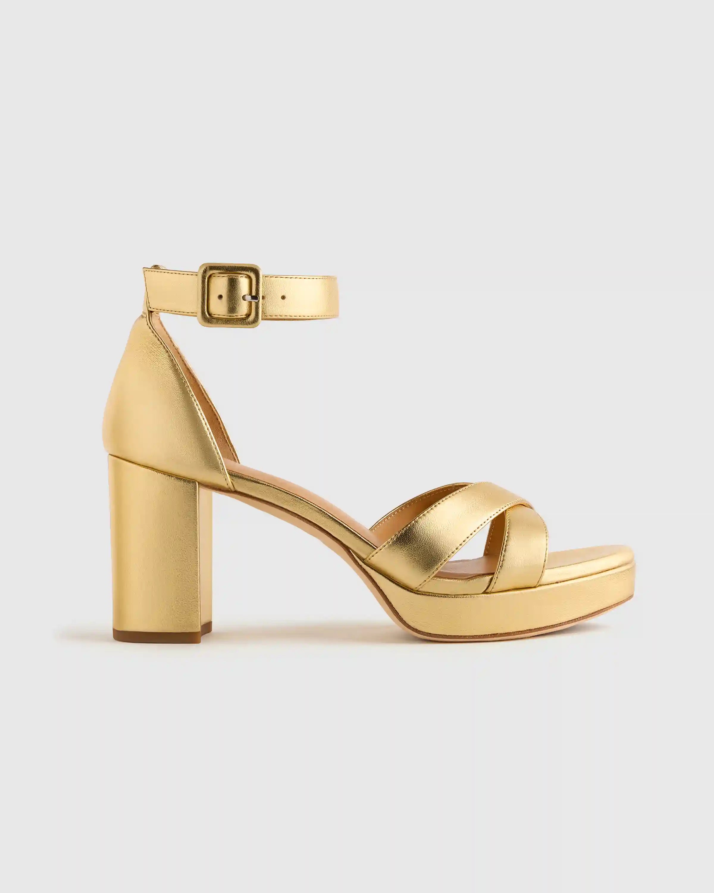 Italian Leather Crisscross Platform Sandal