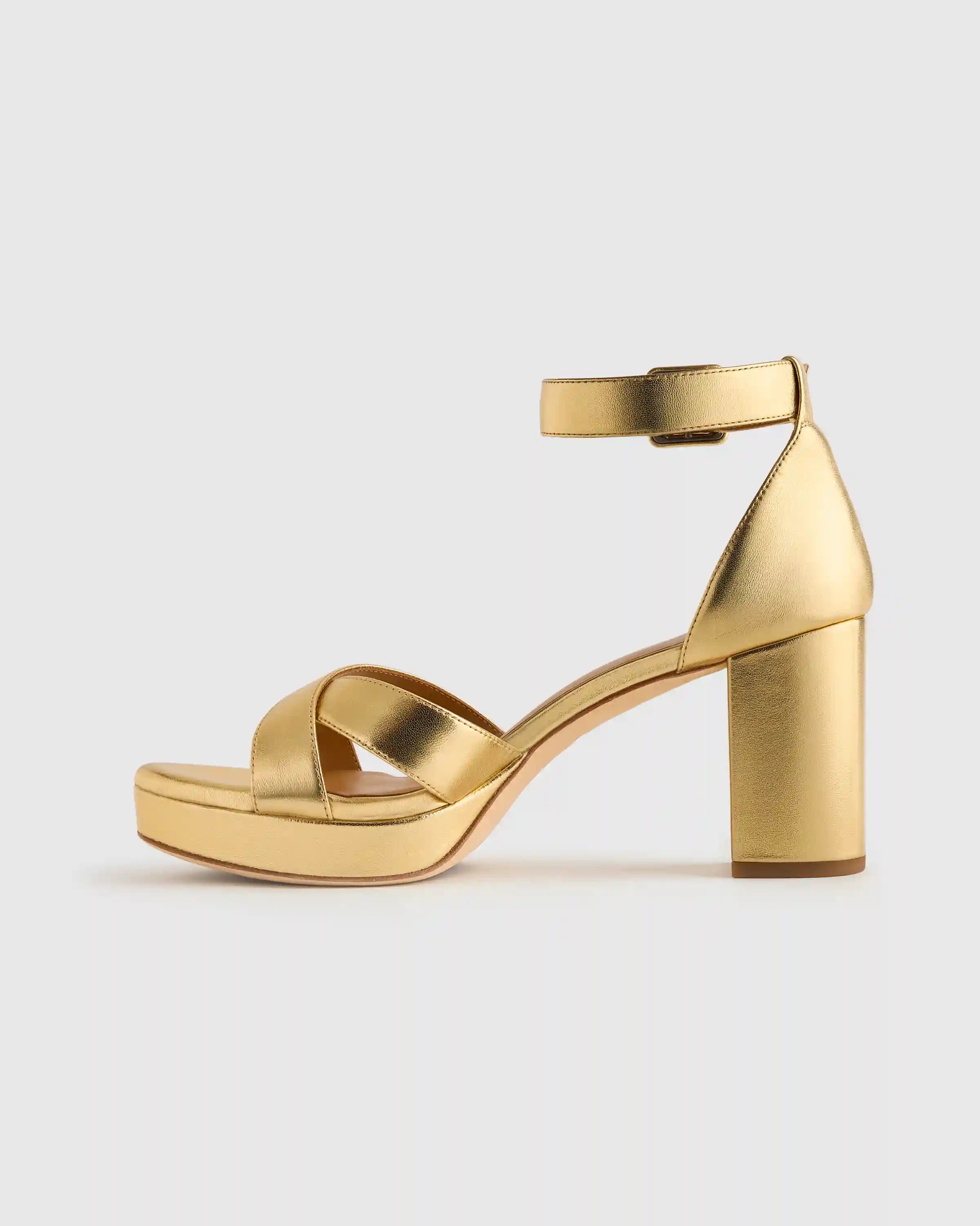 Italian Leather Crisscross Platform Sandal