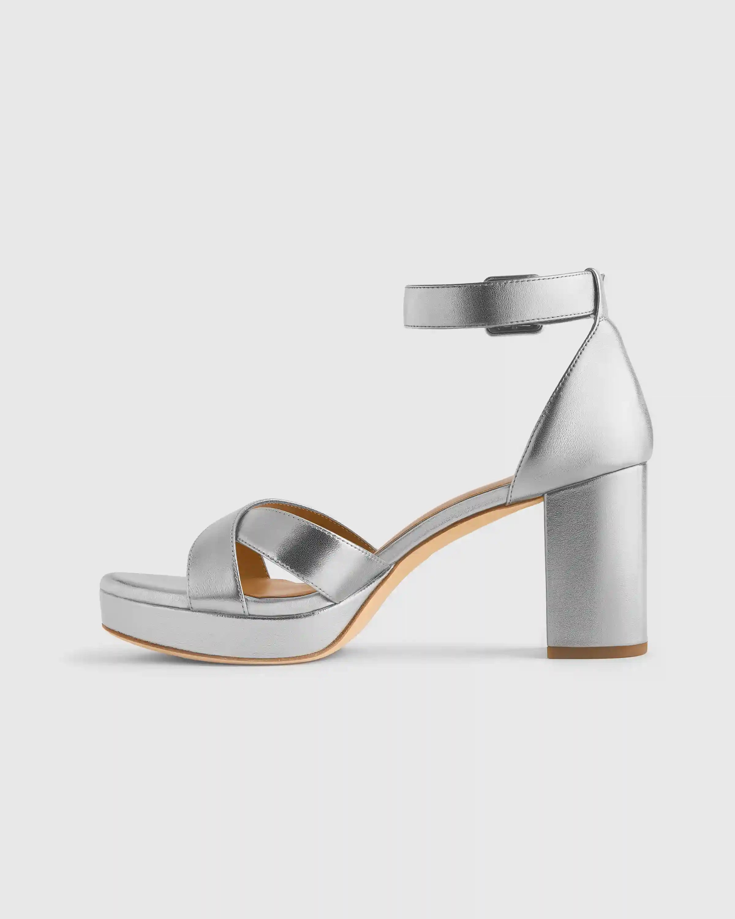 Italian Leather Crisscross Platform Sandal