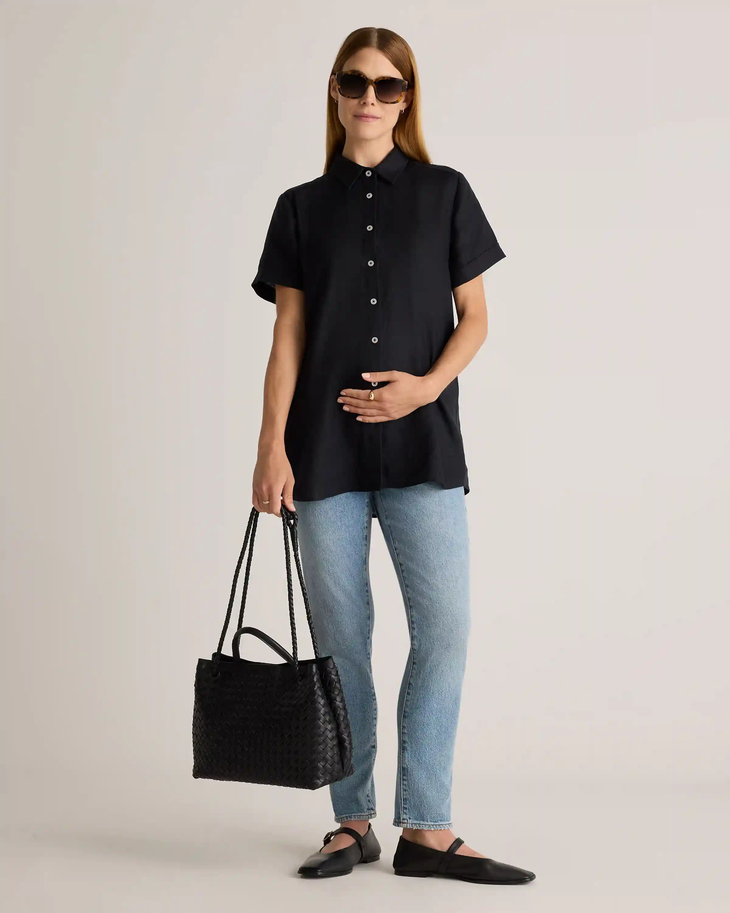 100% European Linen Maternity Camp Shirt