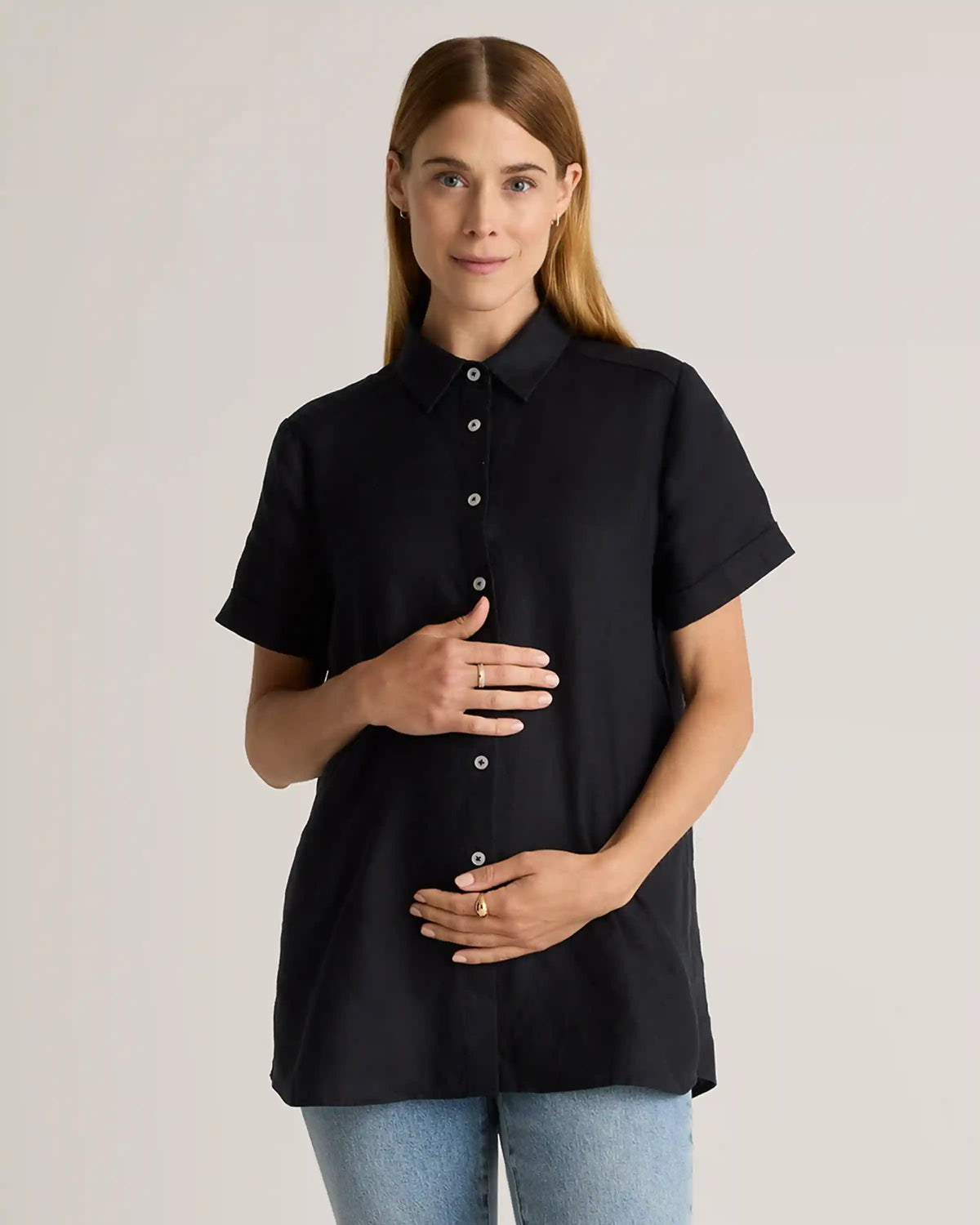 100% European Linen Maternity Camp Shirt